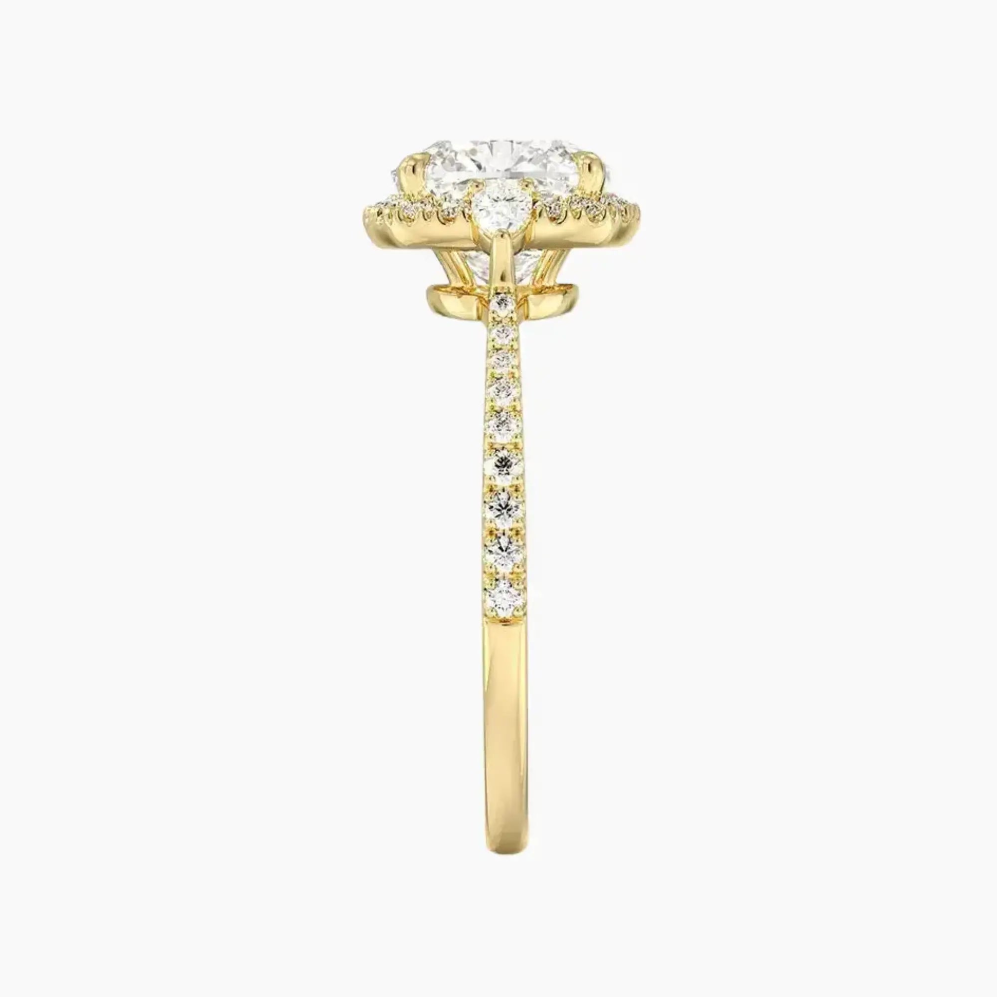OBSER628 - Calliope Halo Pave Three Stone Cushion engagement ring setting view 9