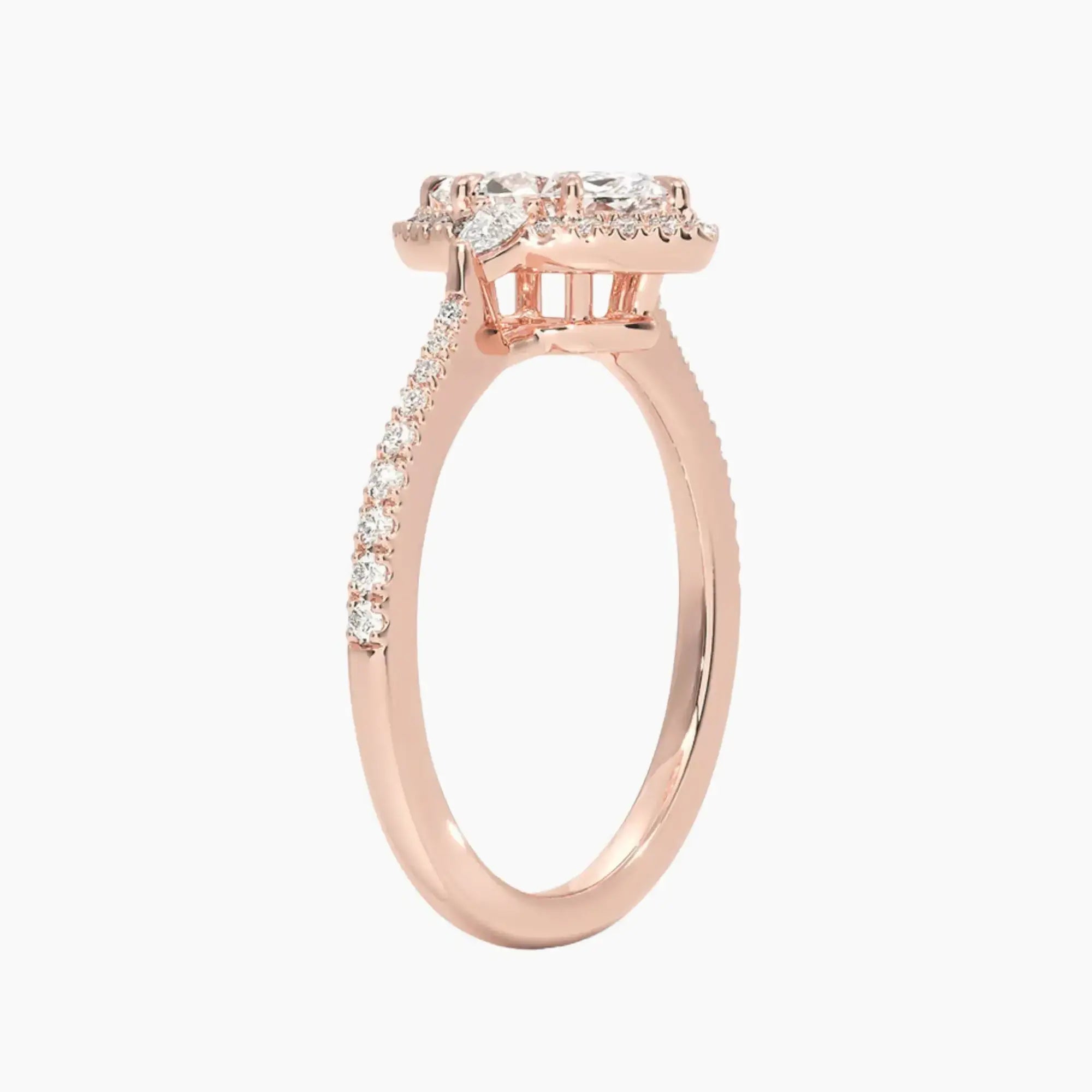 OBSER624 - Calliope Halo Pave Three Stone Marquise engagement ring setting view 5