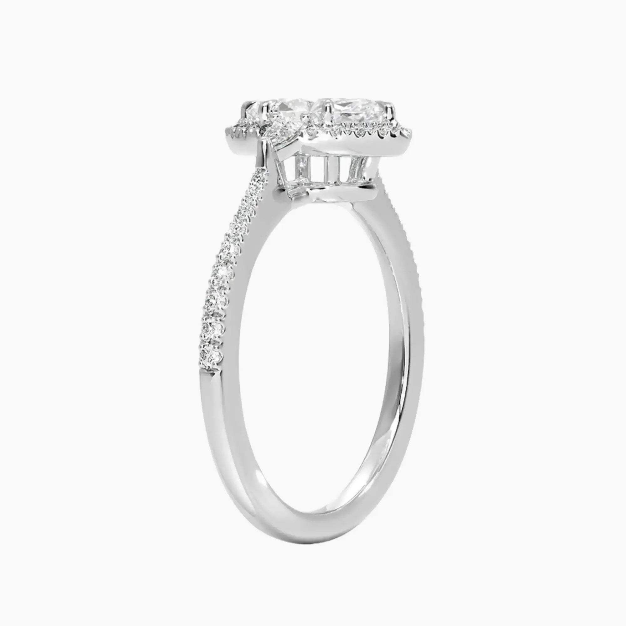 OBSER624 - Calliope Halo Pave Three Stone Marquise engagement ring setting view 2