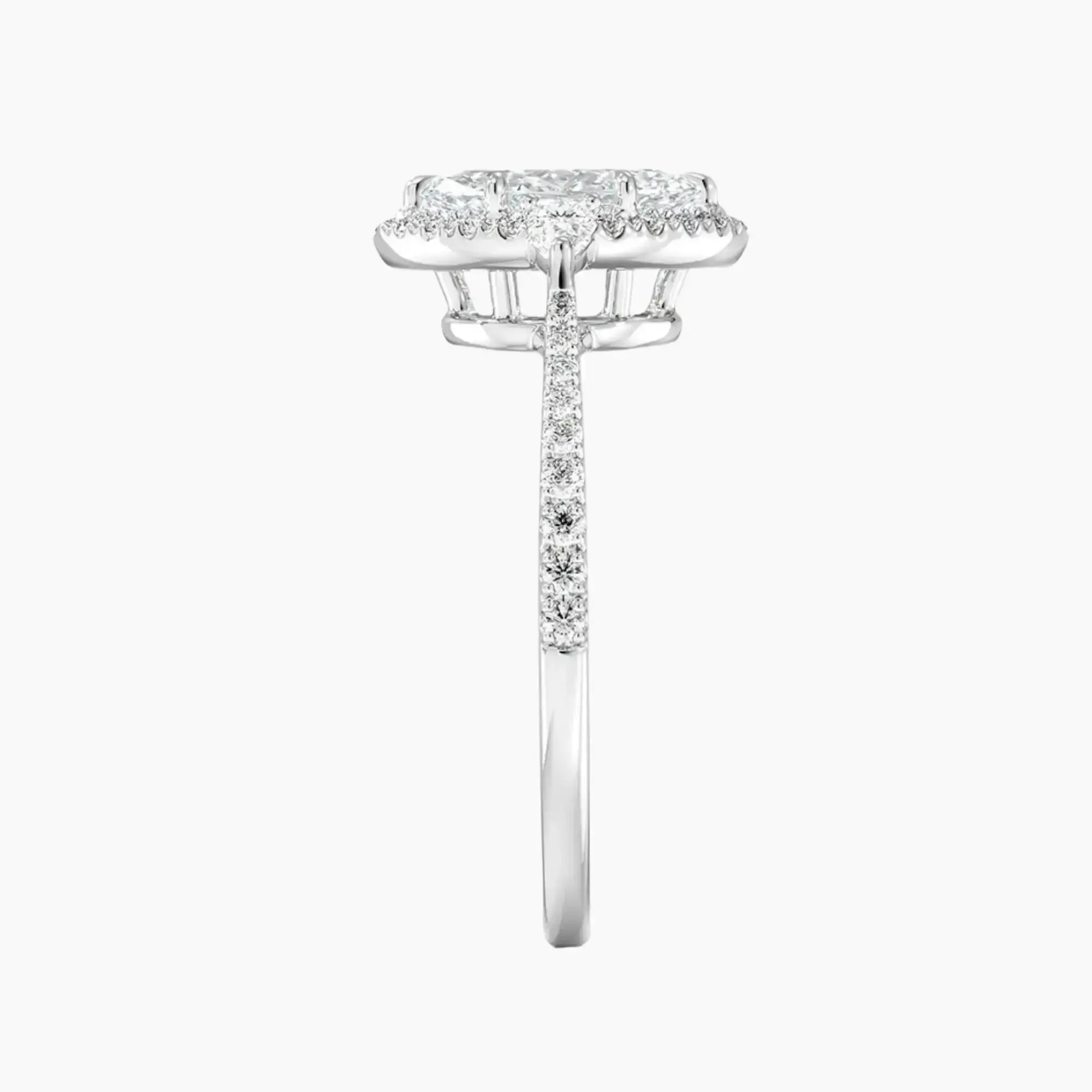 OBSER624 - Calliope Halo Pave Three Stone Marquise engagement ring setting view 3