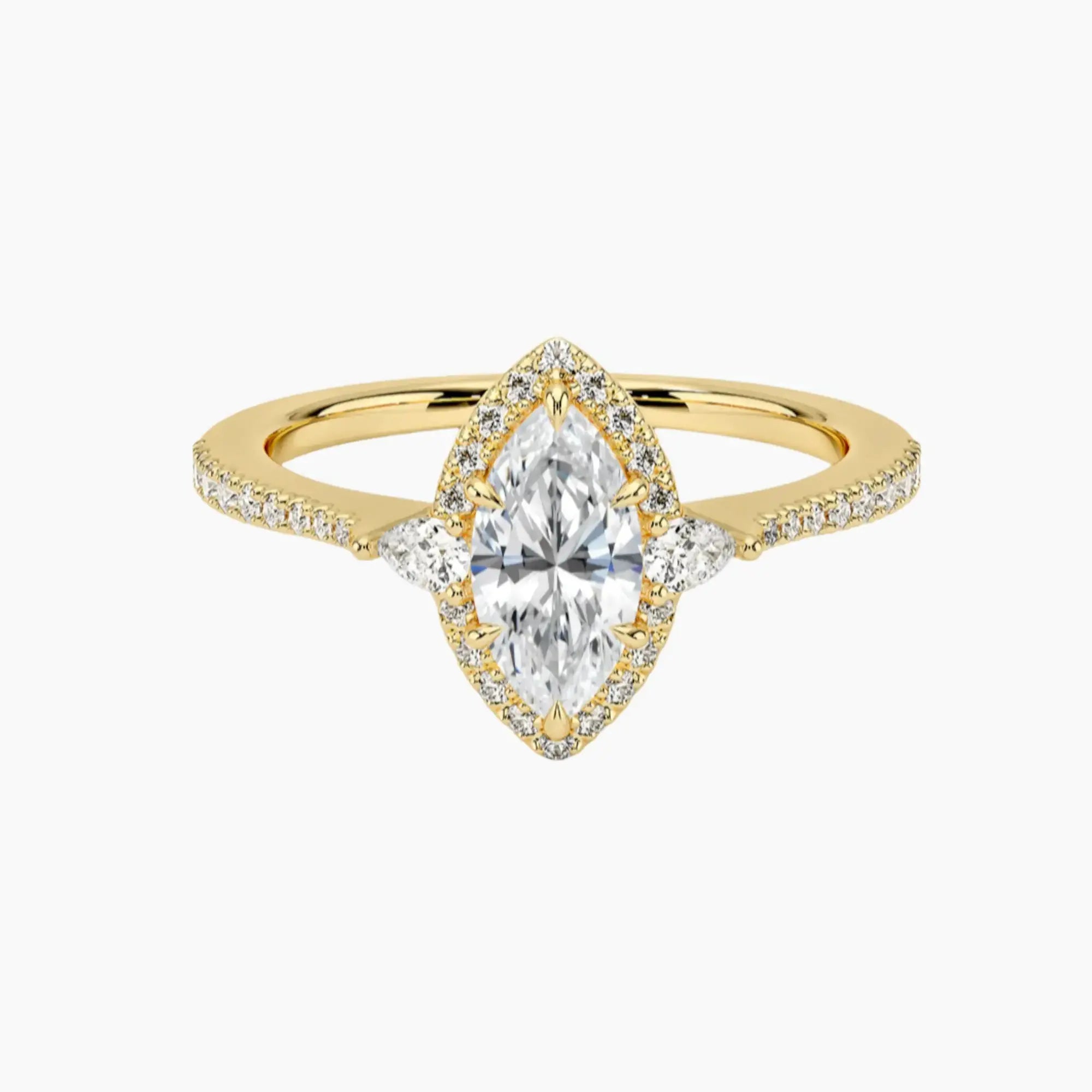 OBSER624 - Calliope Halo Pave Three Stone Marquise engagement ring setting view 7