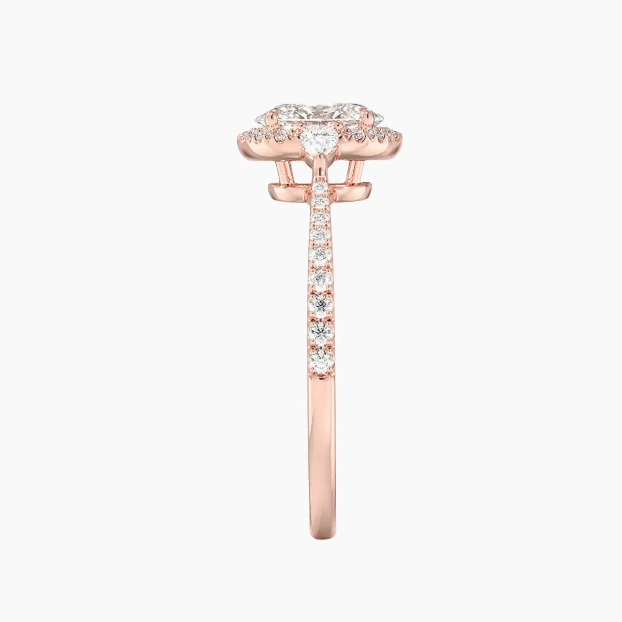 OBSER629 - Calliope Halo Pave Three Stone Oval engagement ring setting view 6