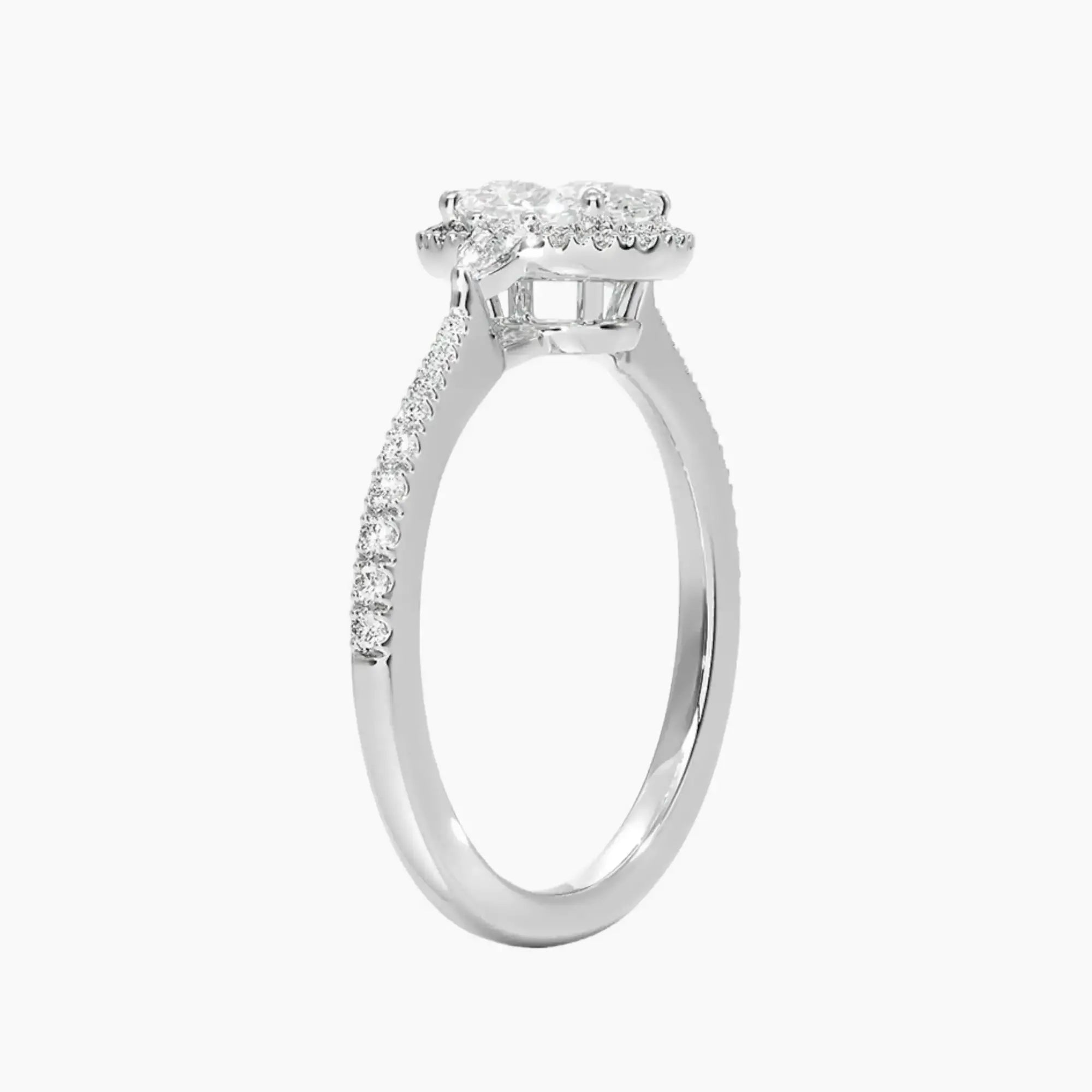 OBSER629 - Calliope Halo Pave Three Stone Oval engagement ring setting view 2
