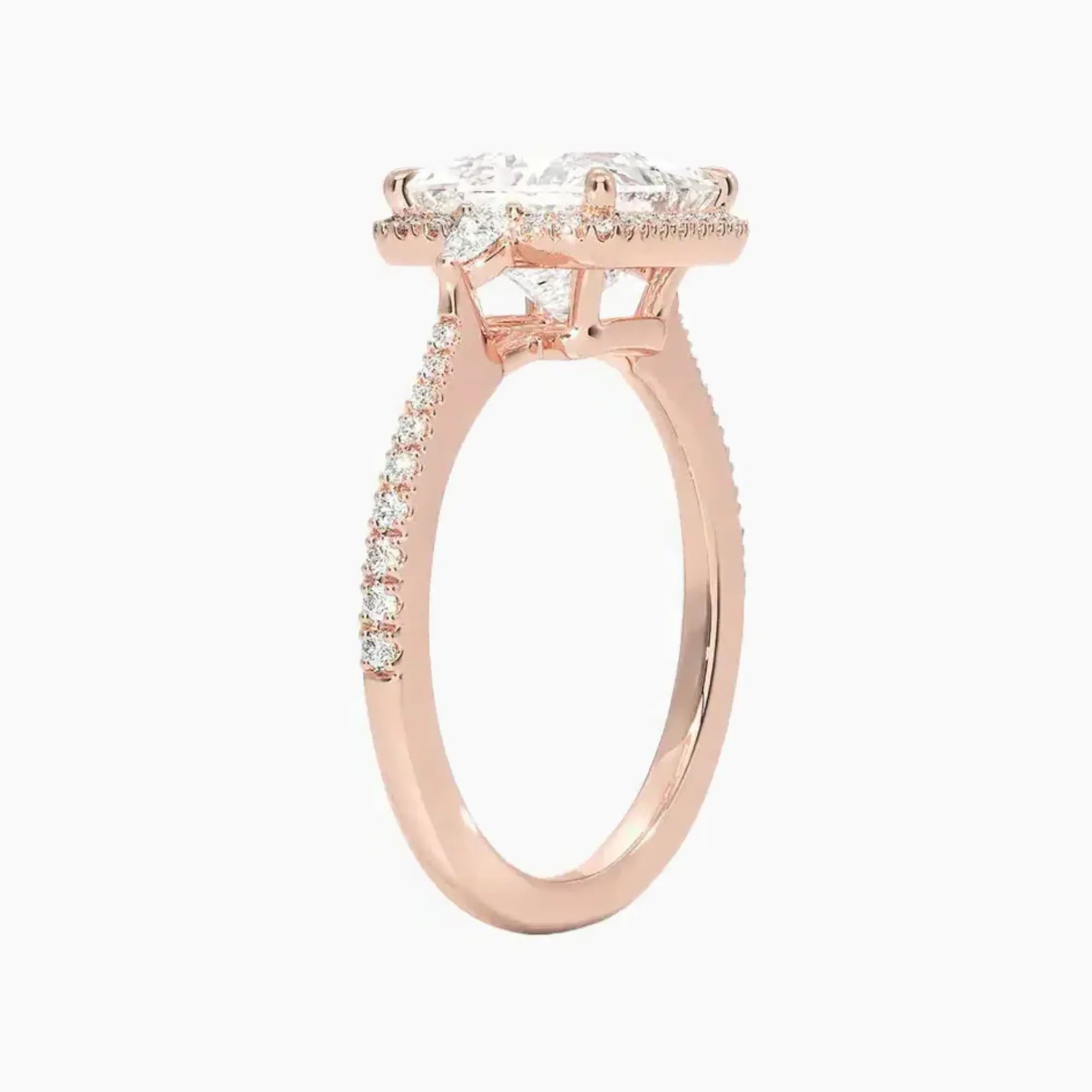 OBSER626 - Calliope Halo Pave Three Stone Princess engagement ring setting view 5