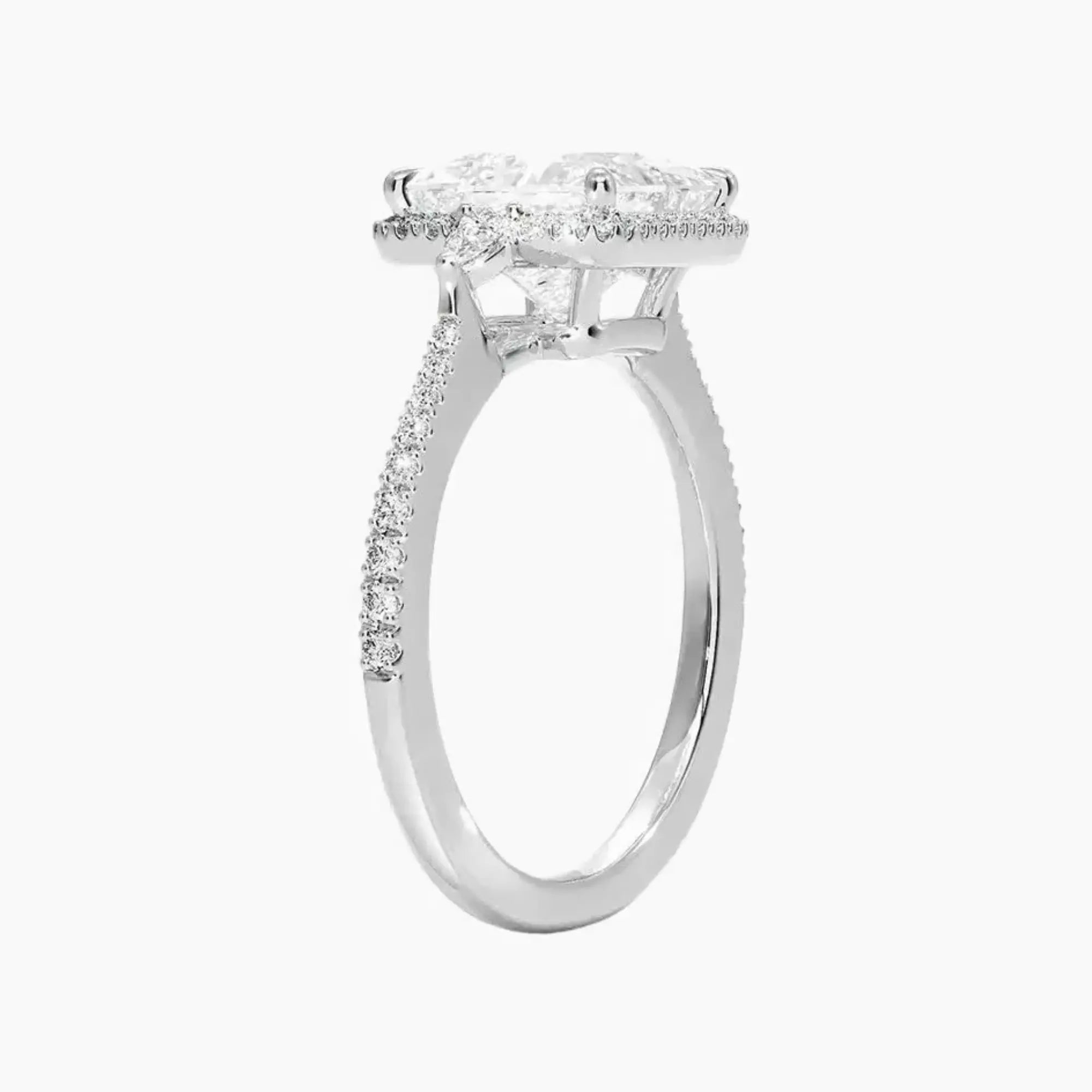 OBSER626 - Calliope Halo Pave Three Stone Princess engagement ring setting view 2