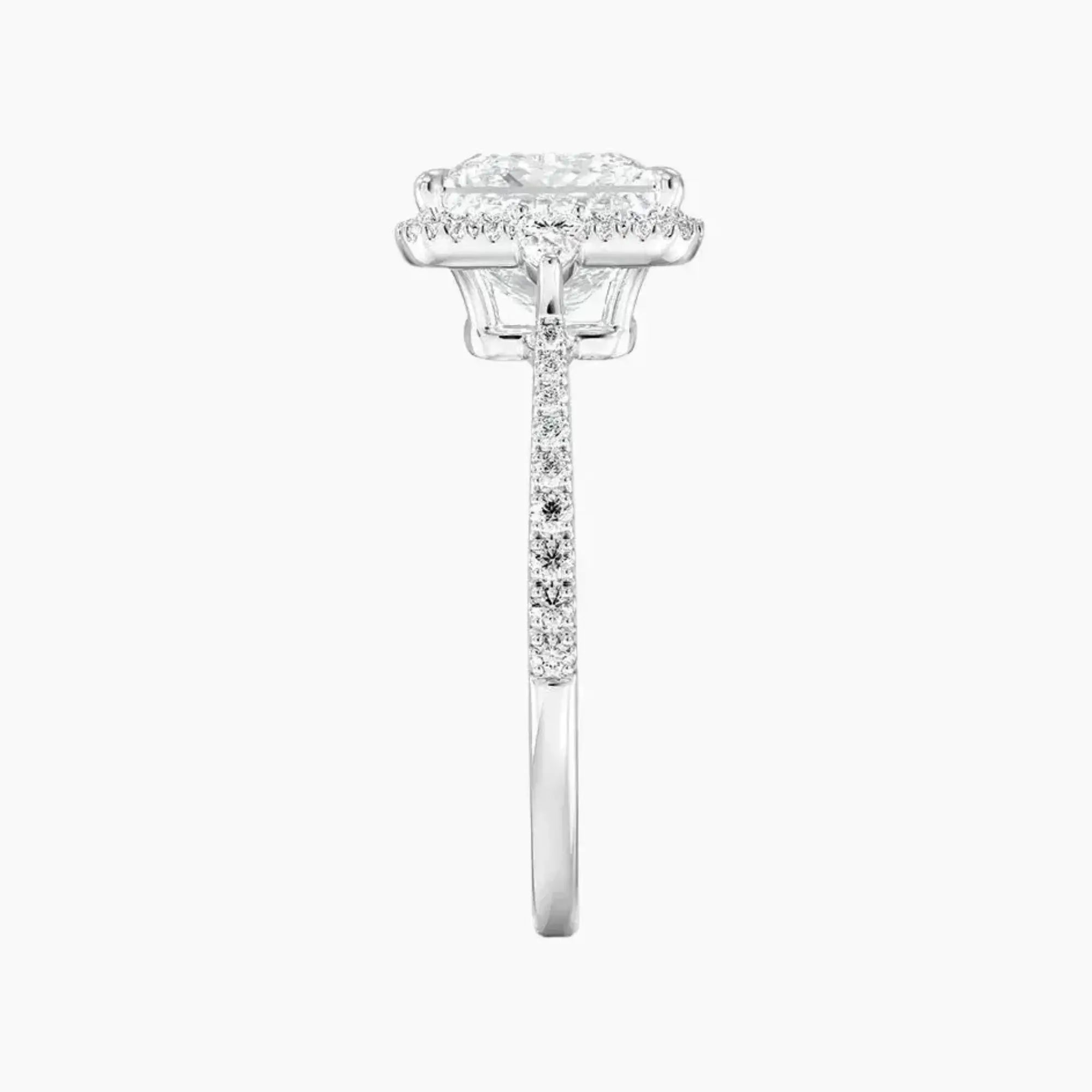 OBSER626 - Calliope Halo Pave Three Stone Princess engagement ring setting view 3