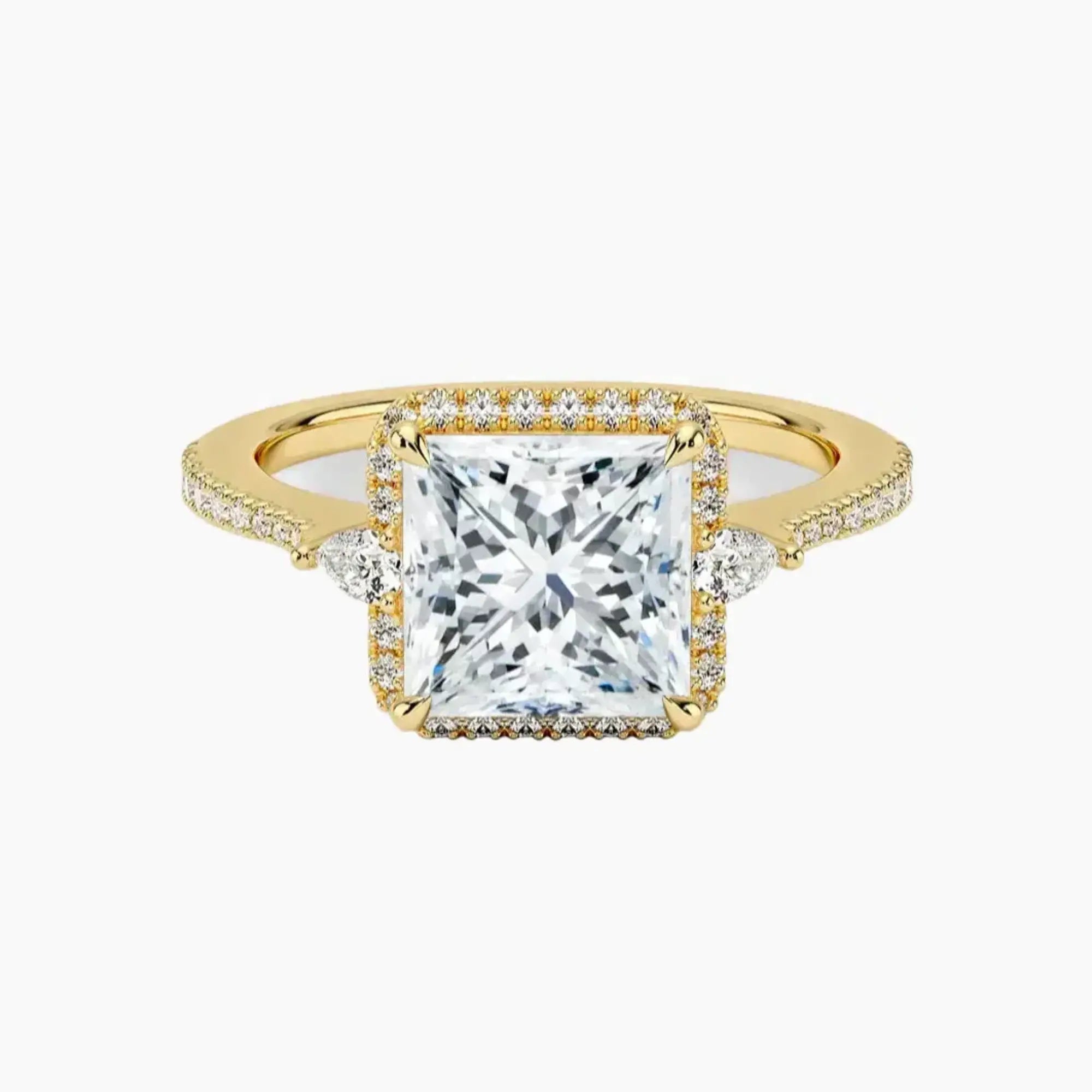 OBSER626 - Calliope Halo Pave Three Stone Princess engagement ring setting view 7