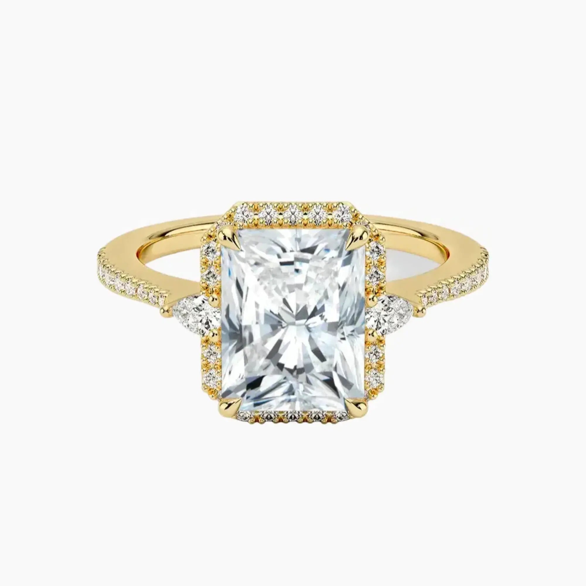 OBSER622 - Calliope Halo Pave Three Stone Radiant engagement ring setting view 7