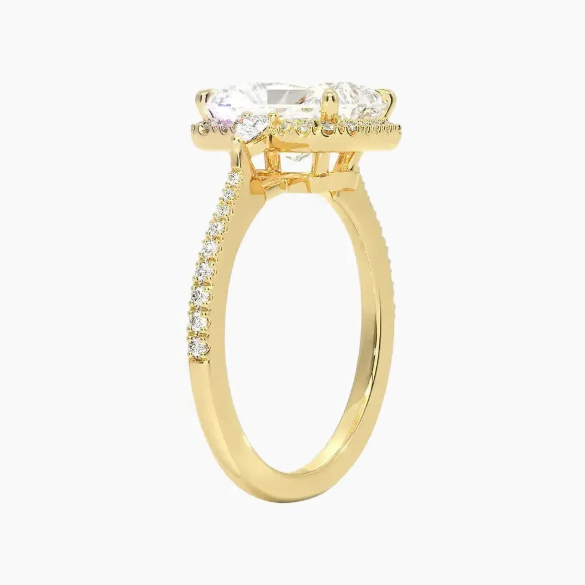 OBSER622 - Calliope Halo Pave Three Stone Radiant engagement ring setting view 8