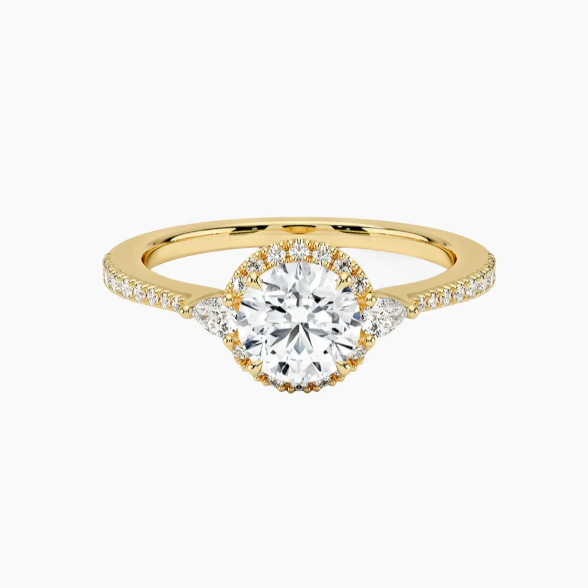 OBSER630 - Calliope Halo Pave Three Stone Round engagement ring setting view 7