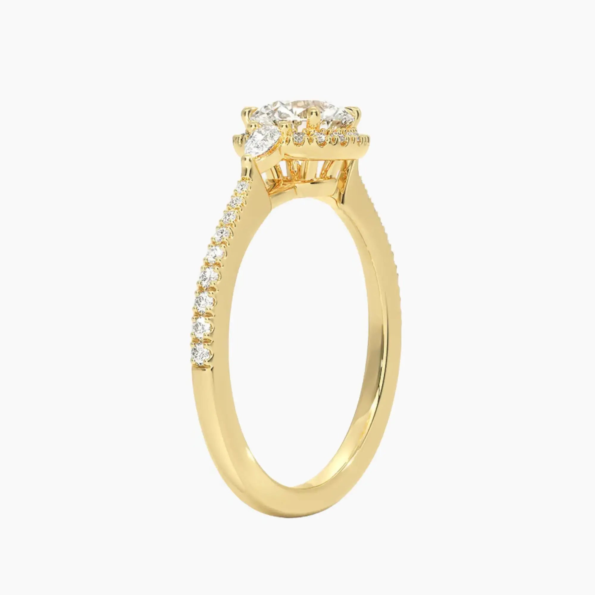 OBSER630 - Calliope Halo Pave Three Stone Round engagement ring setting view 8