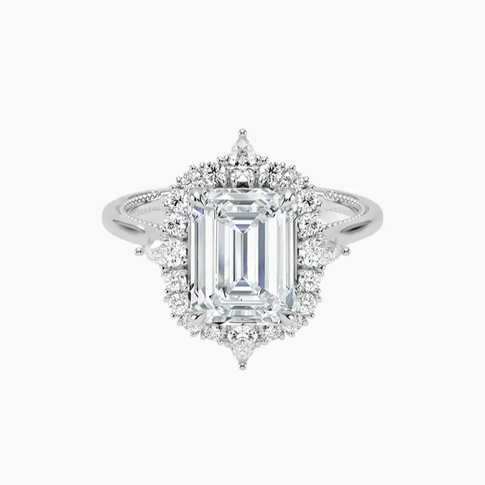 OBSER398 - Elara Halo Emerald engagement ring setting view 1