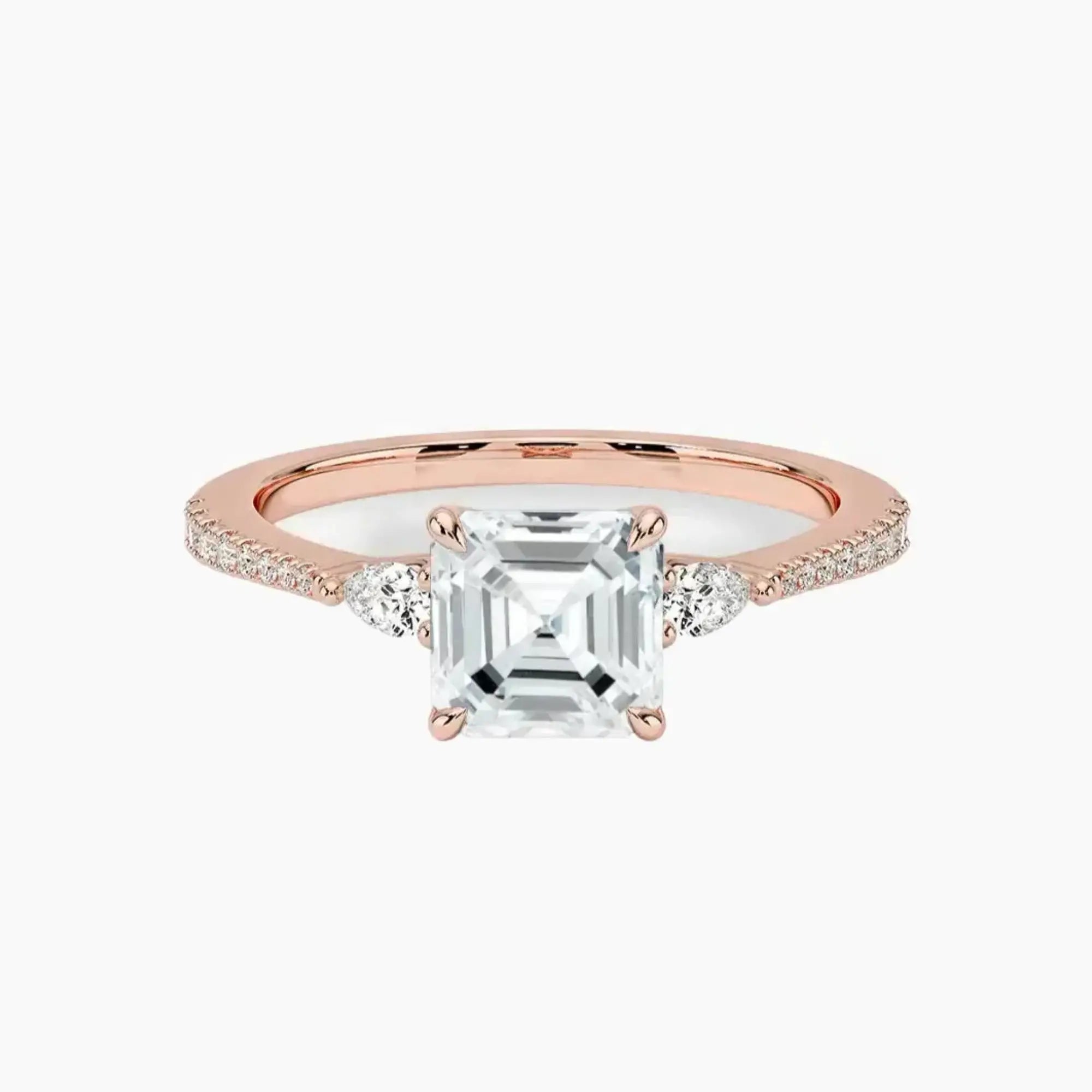 OBSER632 - Calliope Pave Three Stone Asscher engagement ring setting view 4