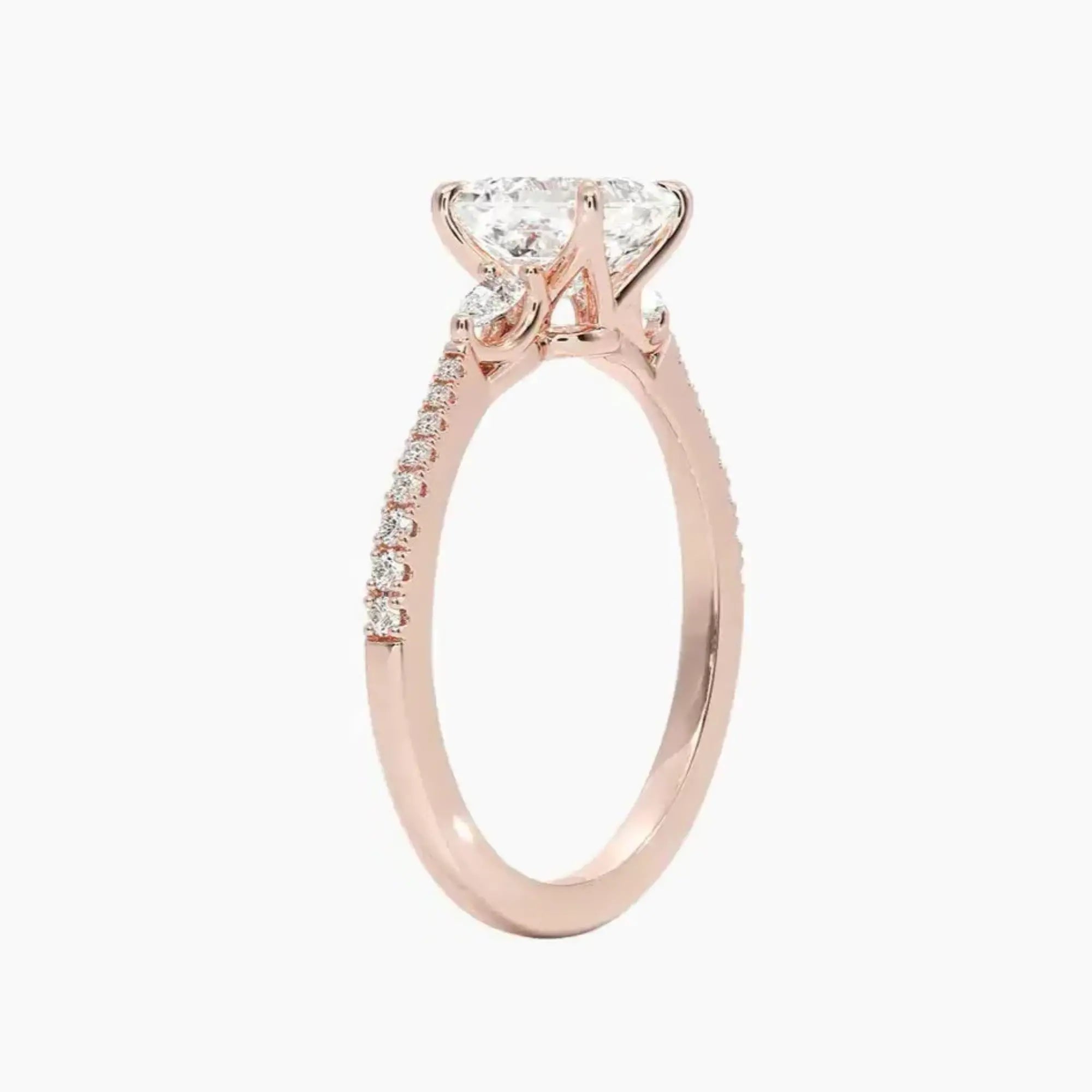 OBSER632 - Calliope Pave Three Stone Asscher engagement ring setting view 5