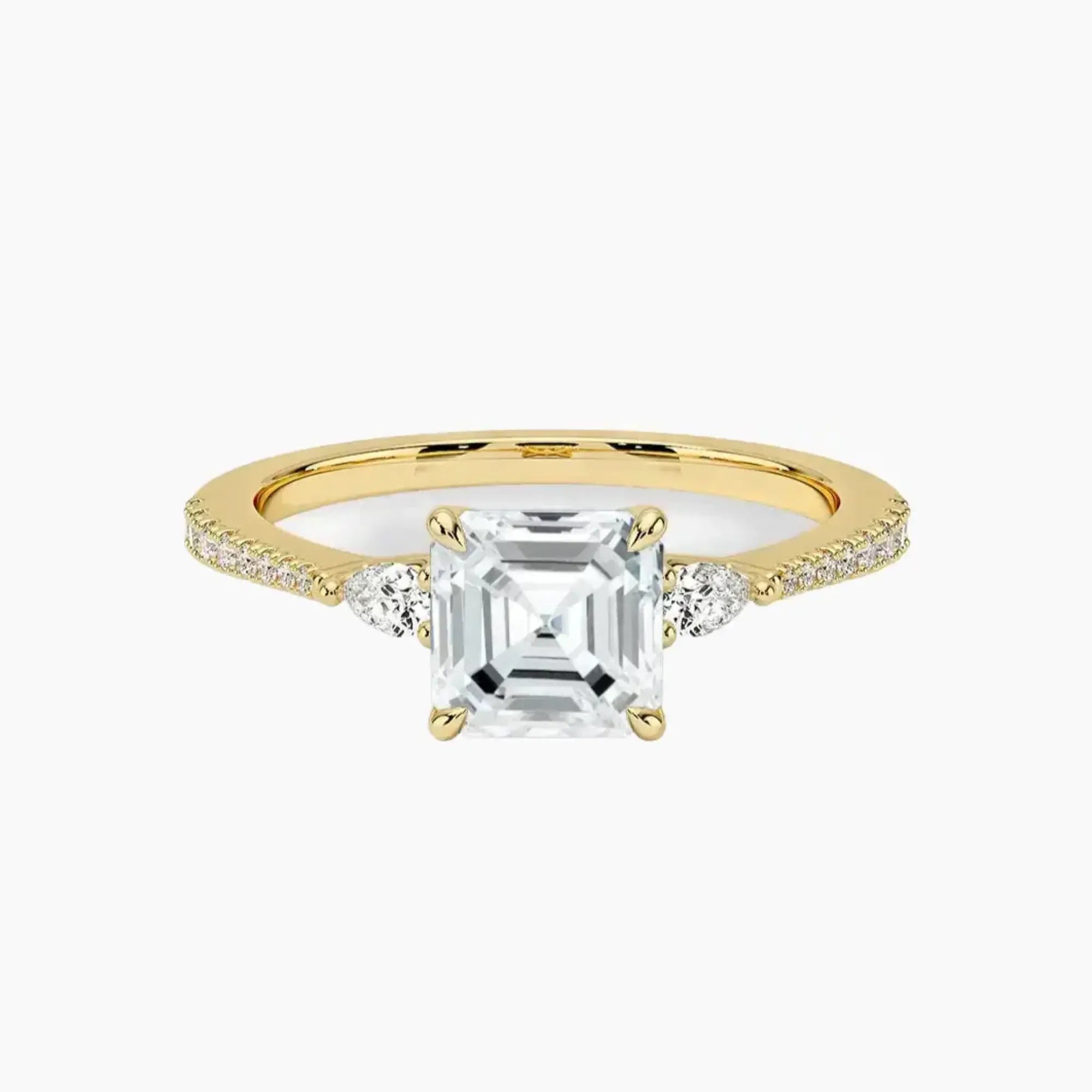 OBSER632 - Calliope Pave Three Stone Asscher engagement ring setting view 7