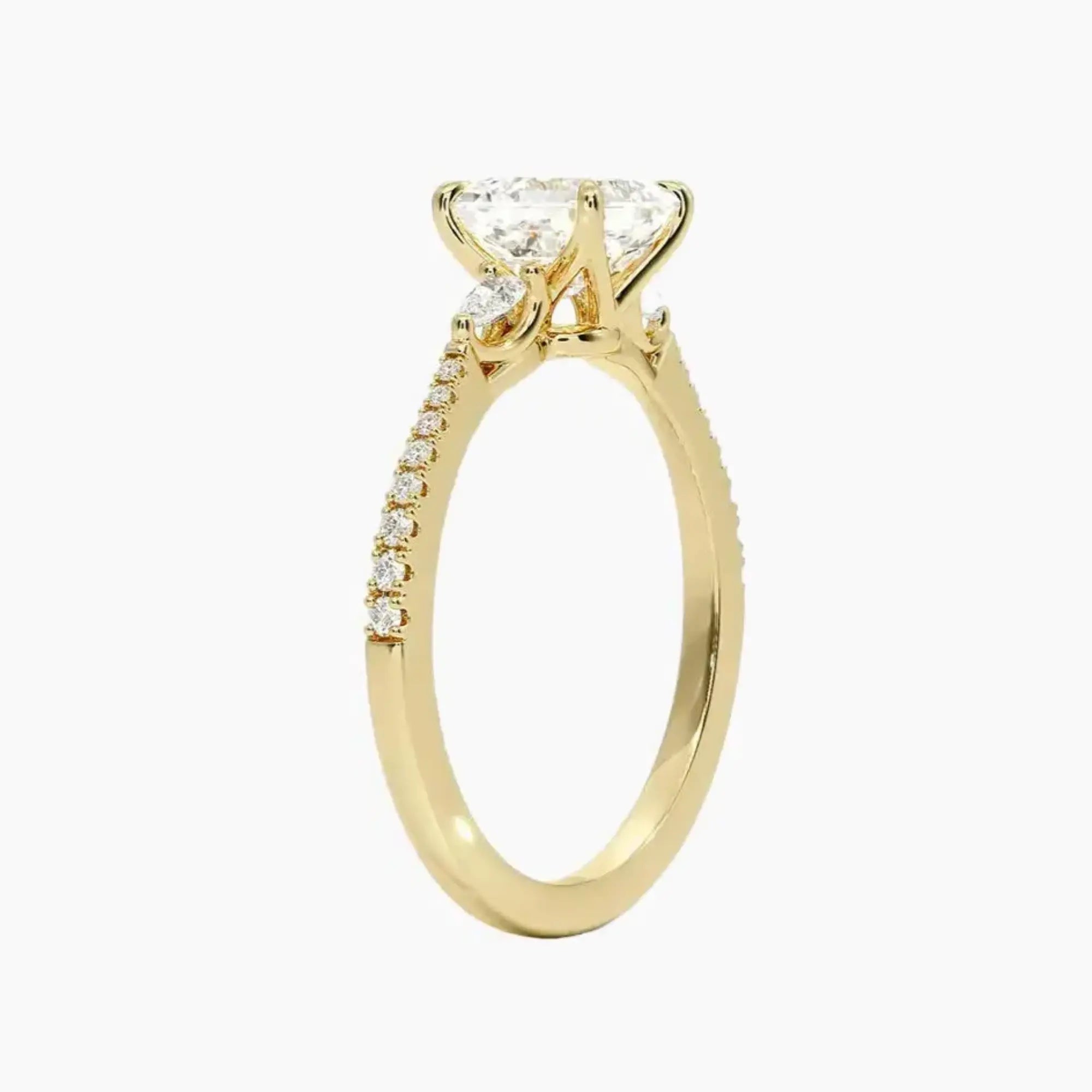 OBSER632 - Calliope Pave Three Stone Asscher engagement ring setting view 8
