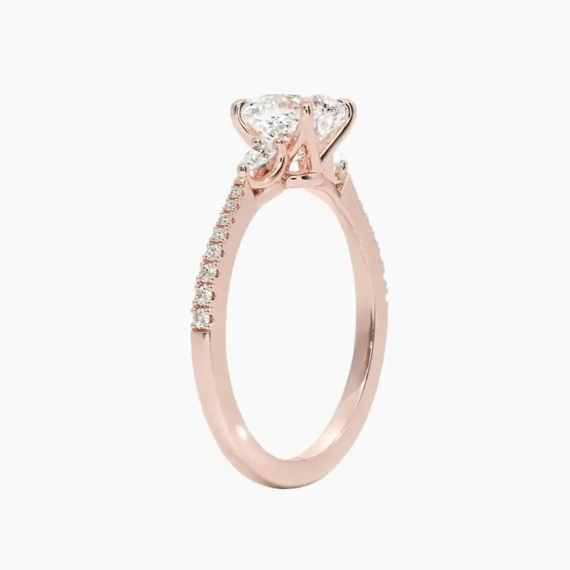 OBSER636 - Calliope Pave Three Stone Cushion engagement ring setting view 5