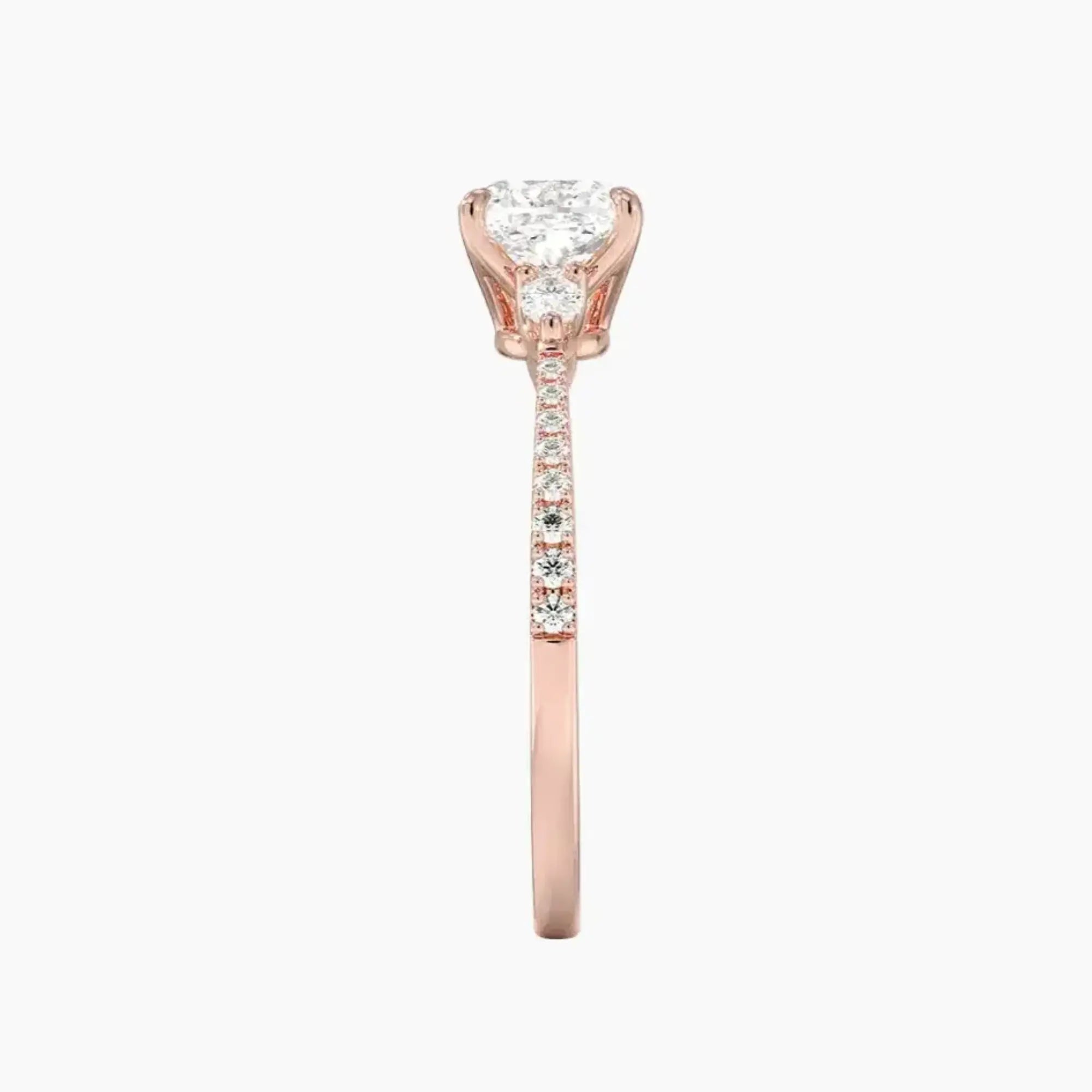 OBSER636 - Calliope Pave Three Stone Cushion engagement ring setting view 6