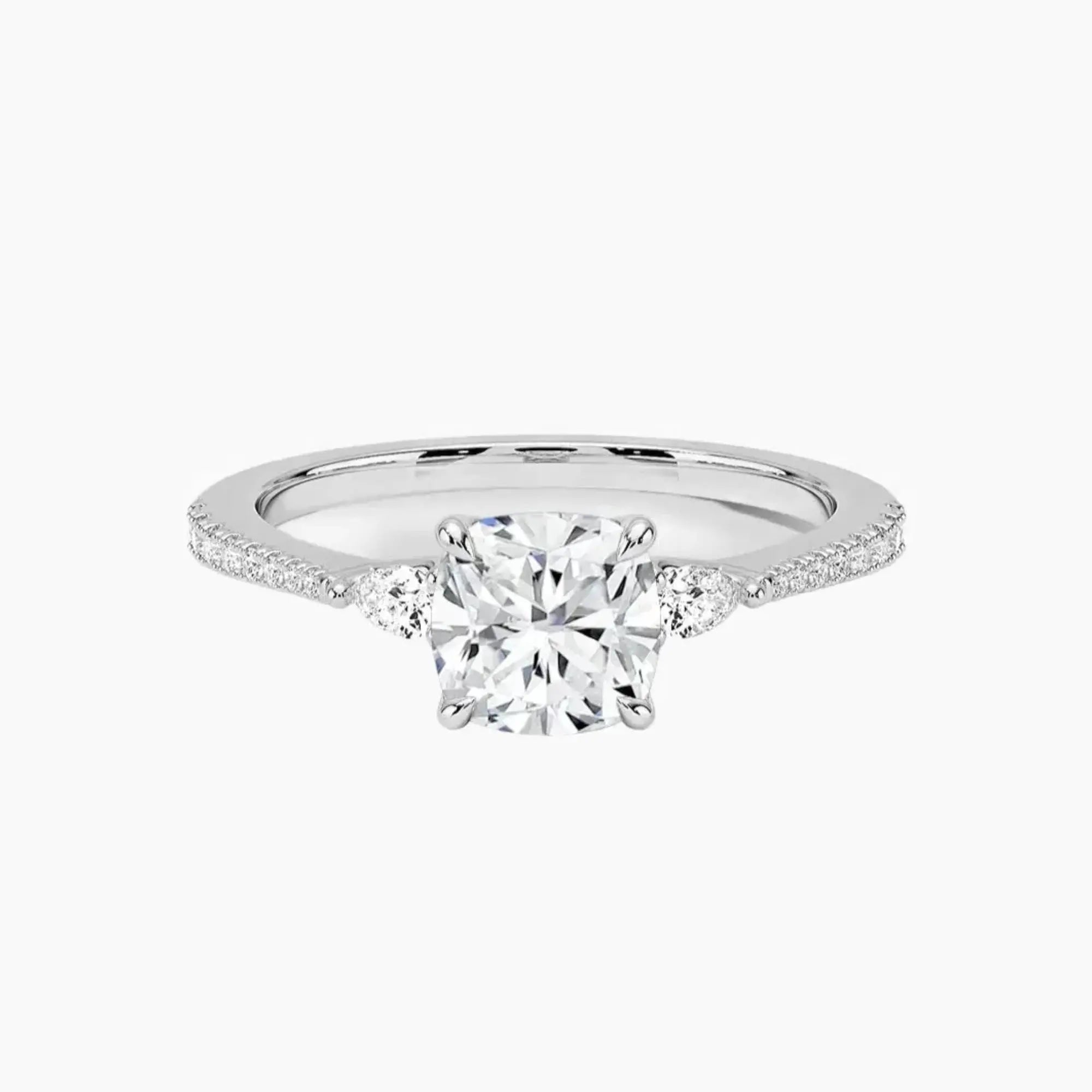 OBSER636 - Calliope Pave Three Stone Cushion engagement ring setting view 1