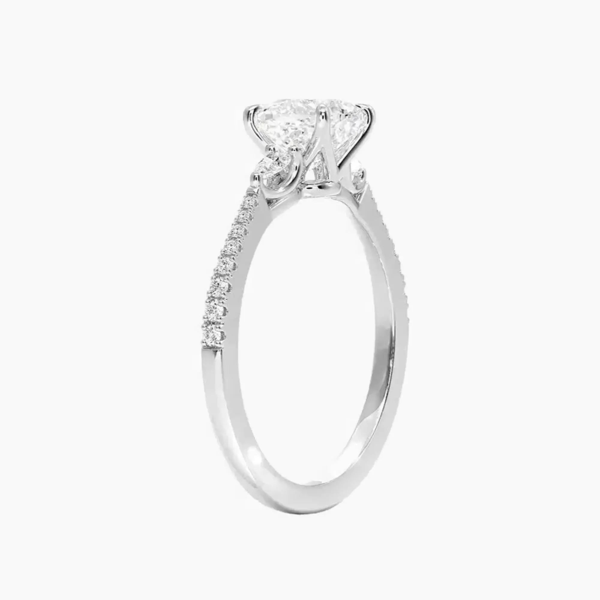 OBSER636 - Calliope Pave Three Stone Cushion engagement ring setting view 2