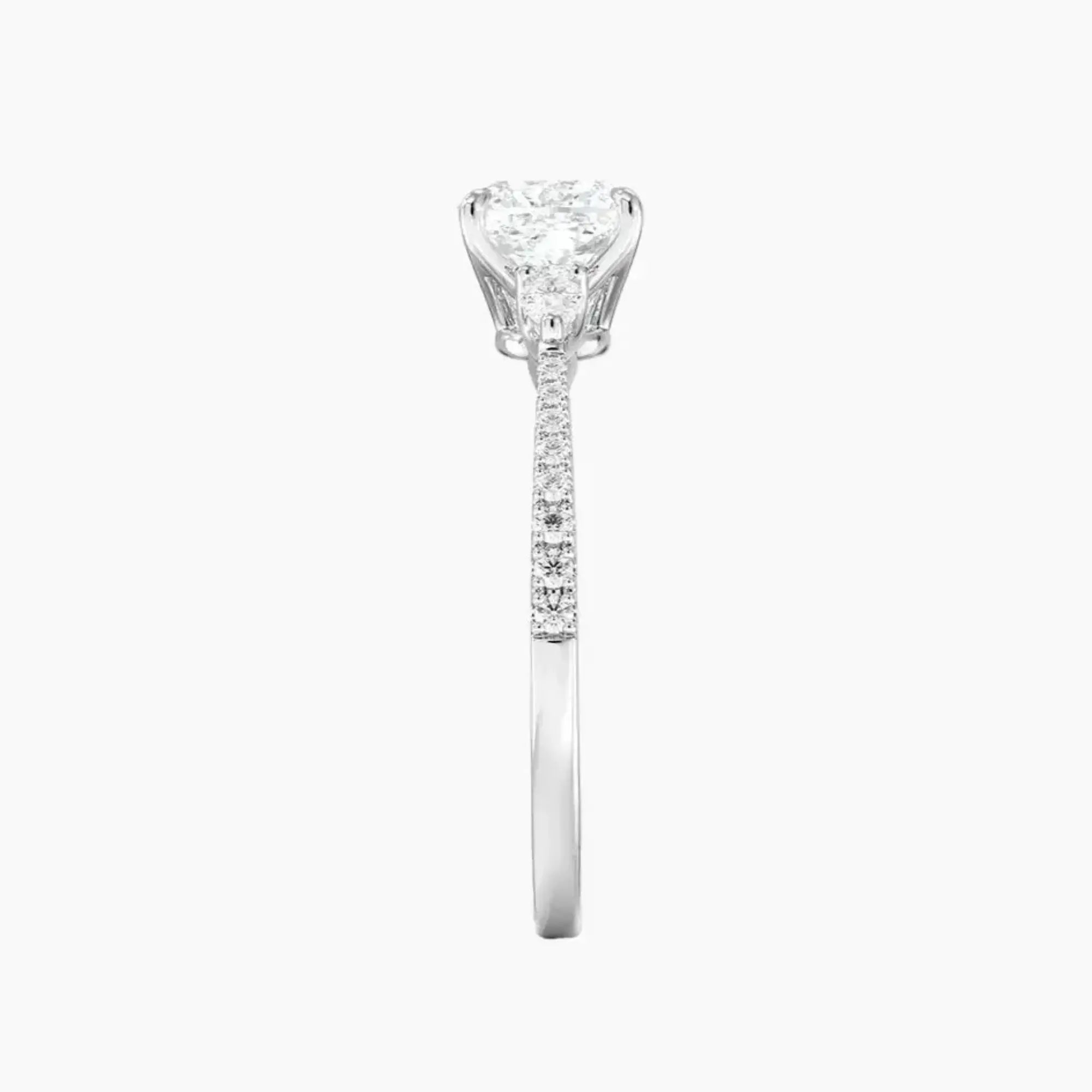 OBSER636 - Calliope Pave Three Stone Cushion engagement ring setting view 3