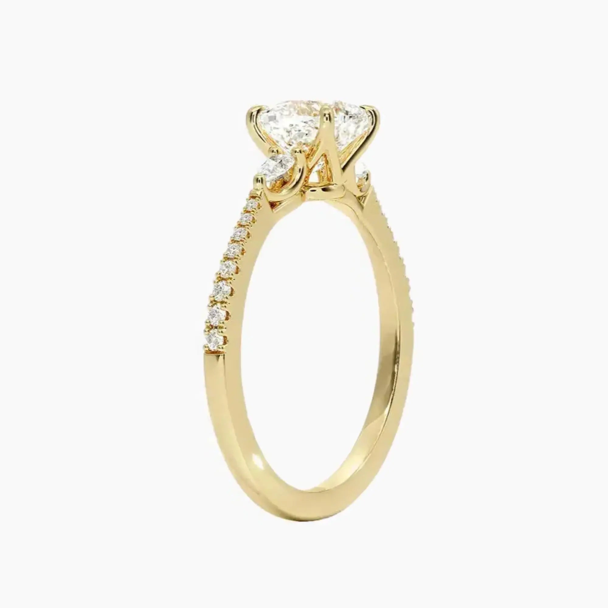 OBSER636 - Calliope Pave Three Stone Cushion engagement ring setting view 8