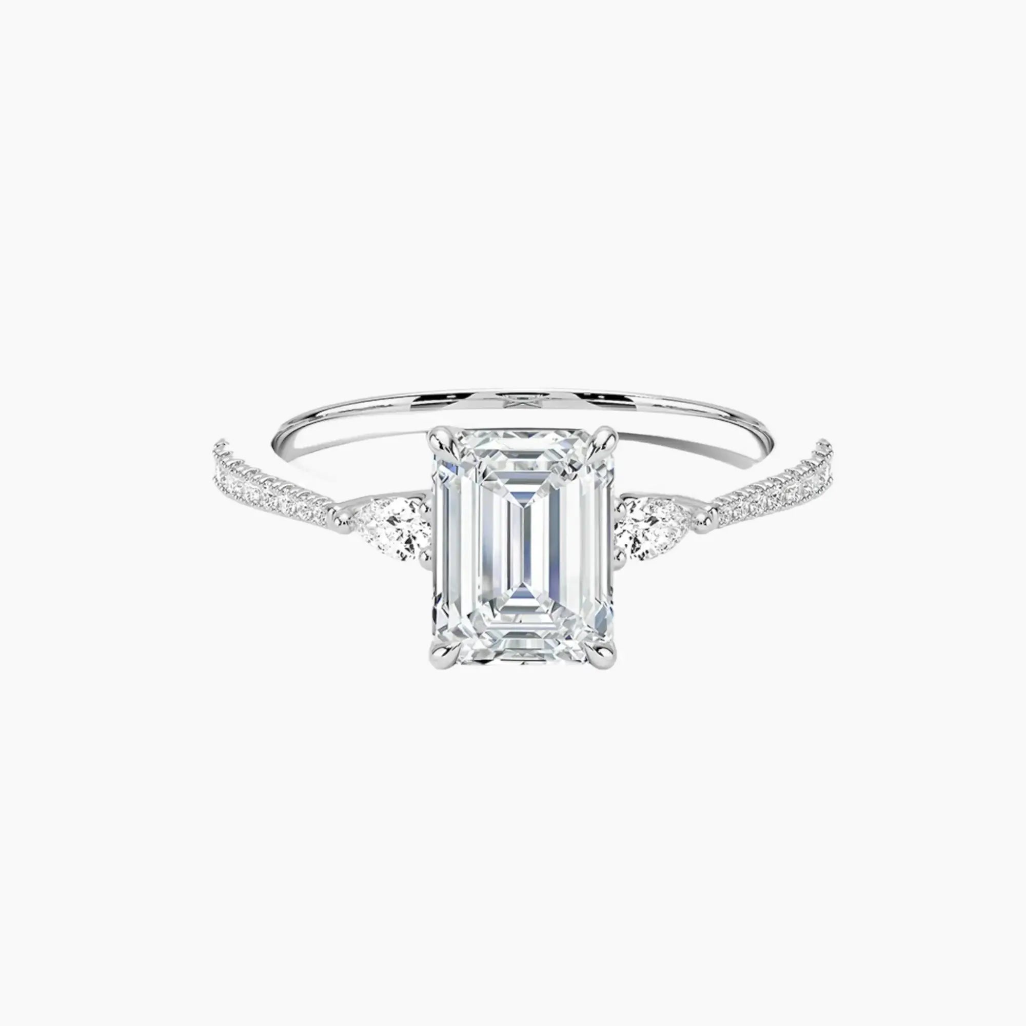 OBSER634 - Calliope Pave Three Stone Emerald engagement ring setting view 1