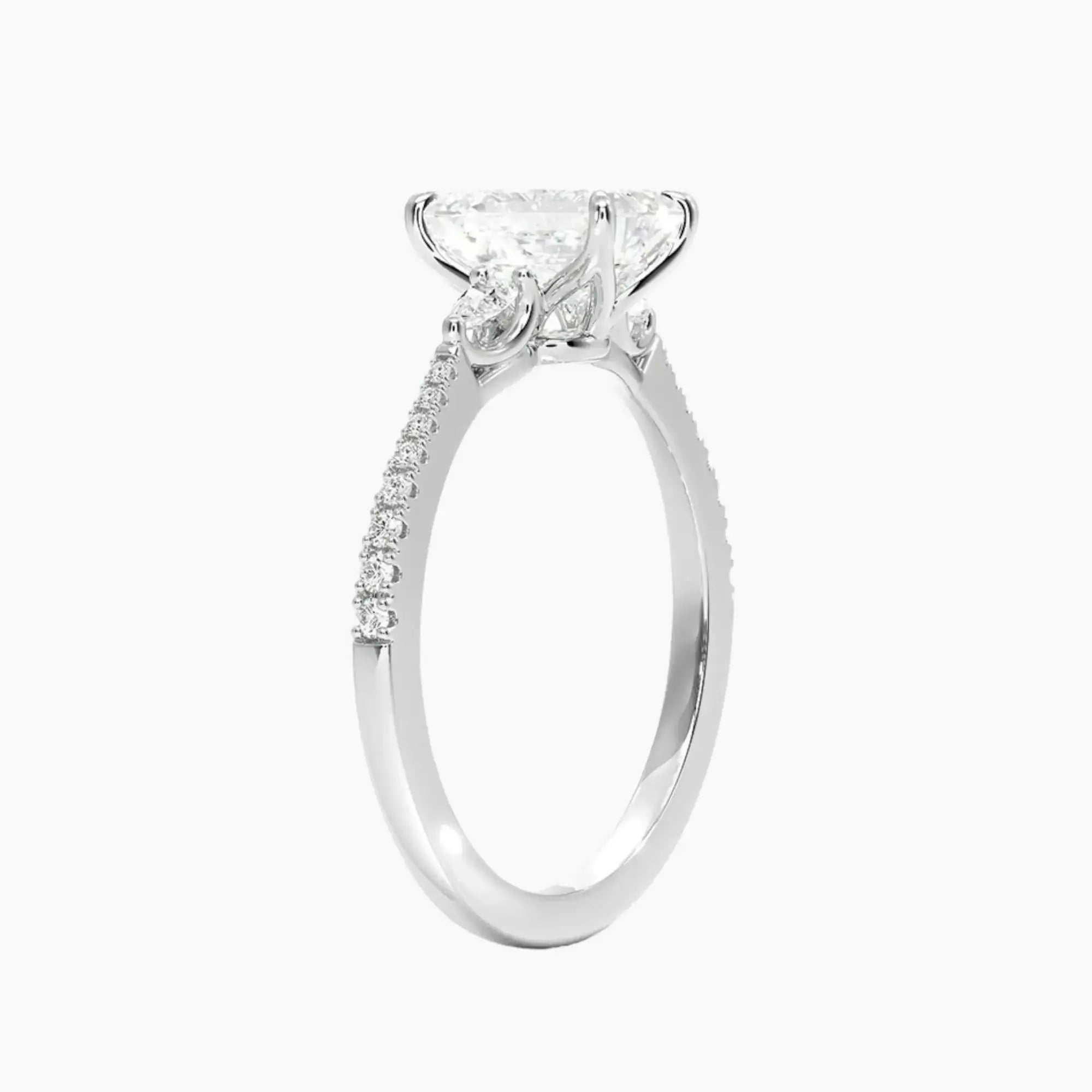 OBSER634 - Calliope Pave Three Stone Emerald engagement ring setting view 2