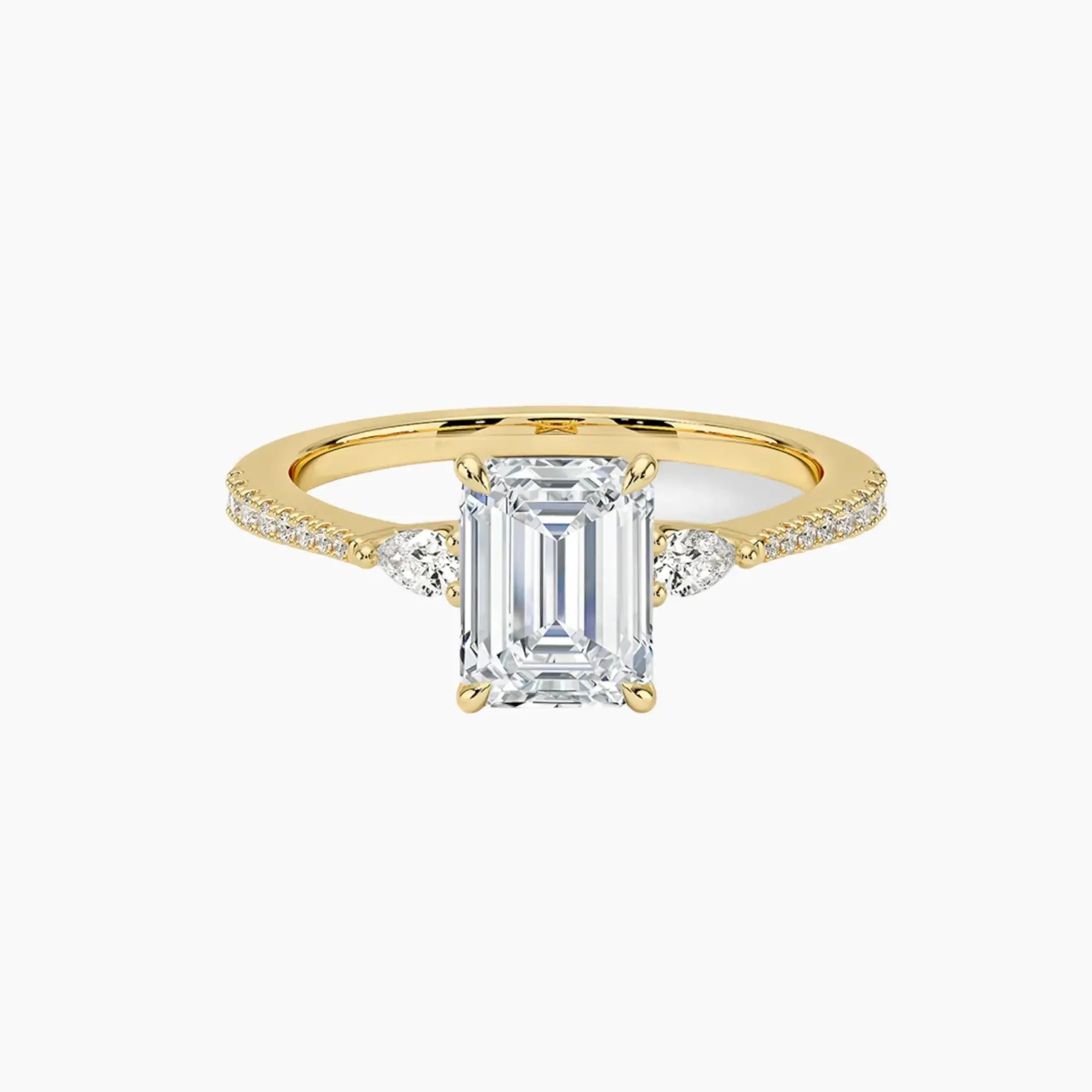 OBSER634 - Calliope Pave Three Stone Emerald engagement ring setting view 7