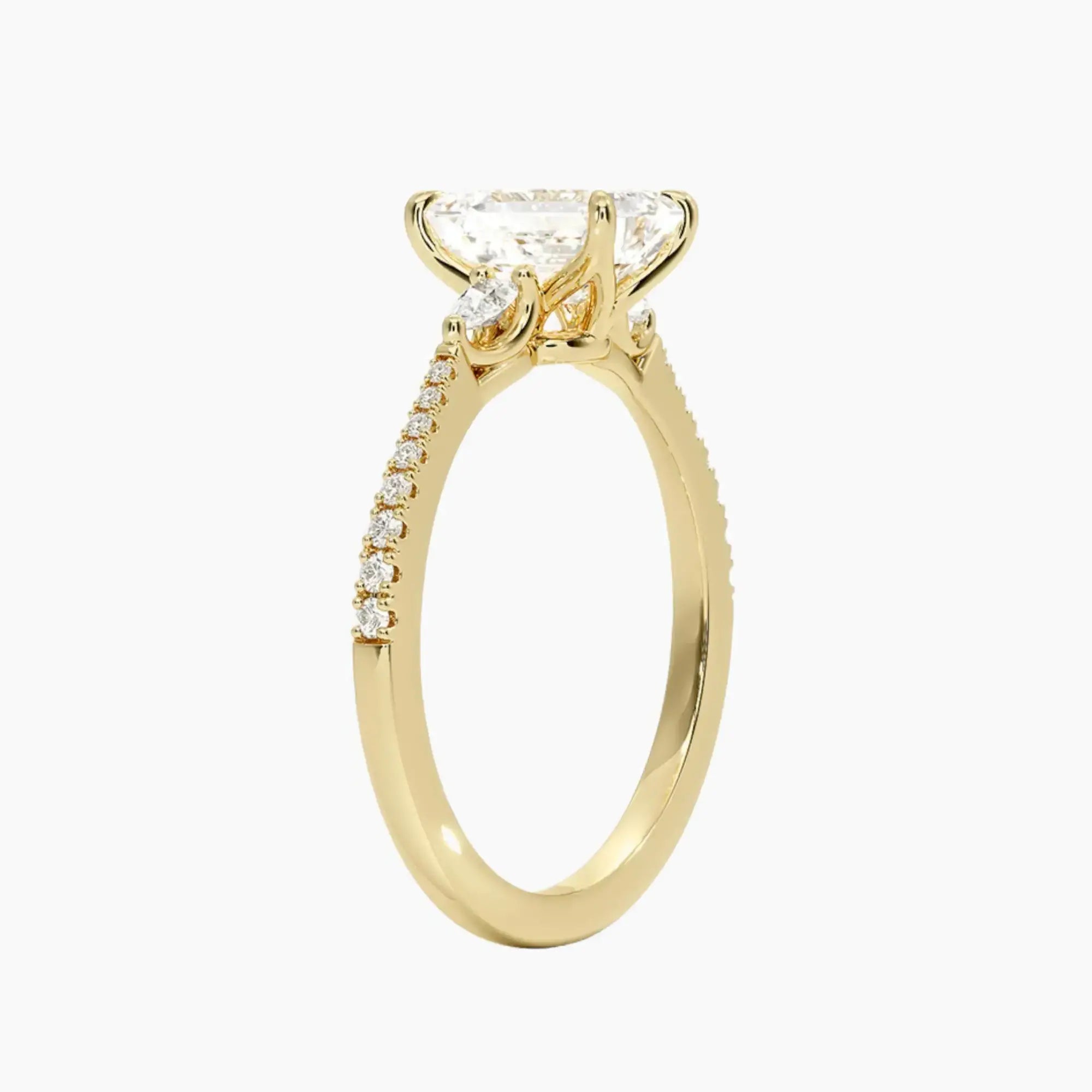 OBSER634 - Calliope Pave Three Stone Emerald engagement ring setting view 8