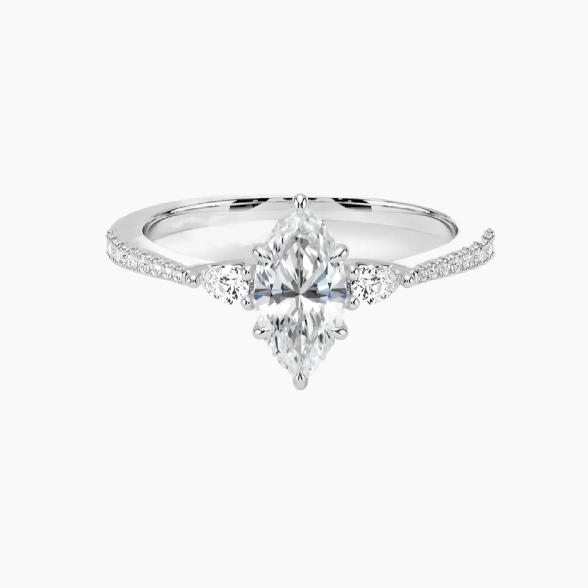 OBSER633 - Calliope Pave Three Stone Marquise engagement ring setting view 1