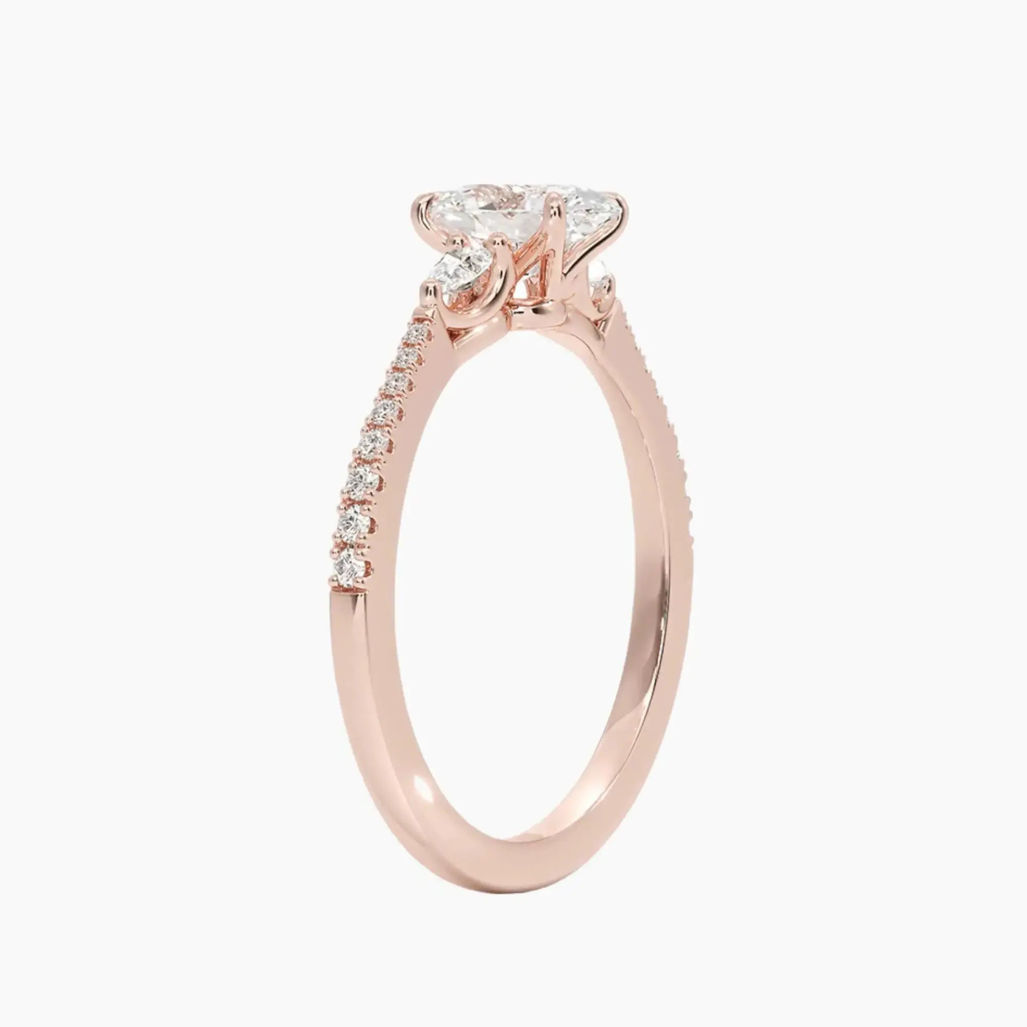 OBSER637 - Calliope Pave Three Stone Oval engagement ring setting view 5
