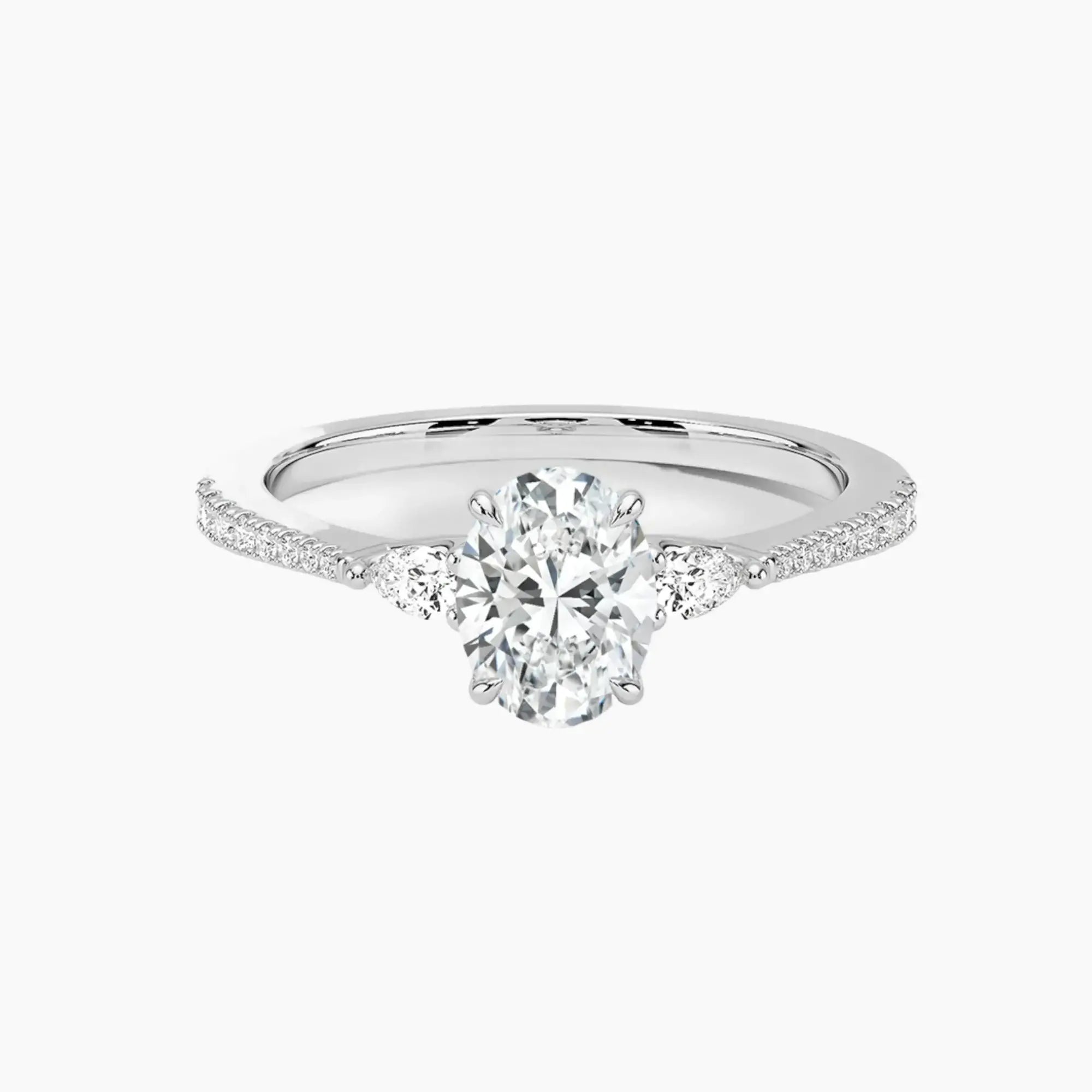 OBSER637 - Calliope Pave Three Stone Oval engagement ring setting view 1