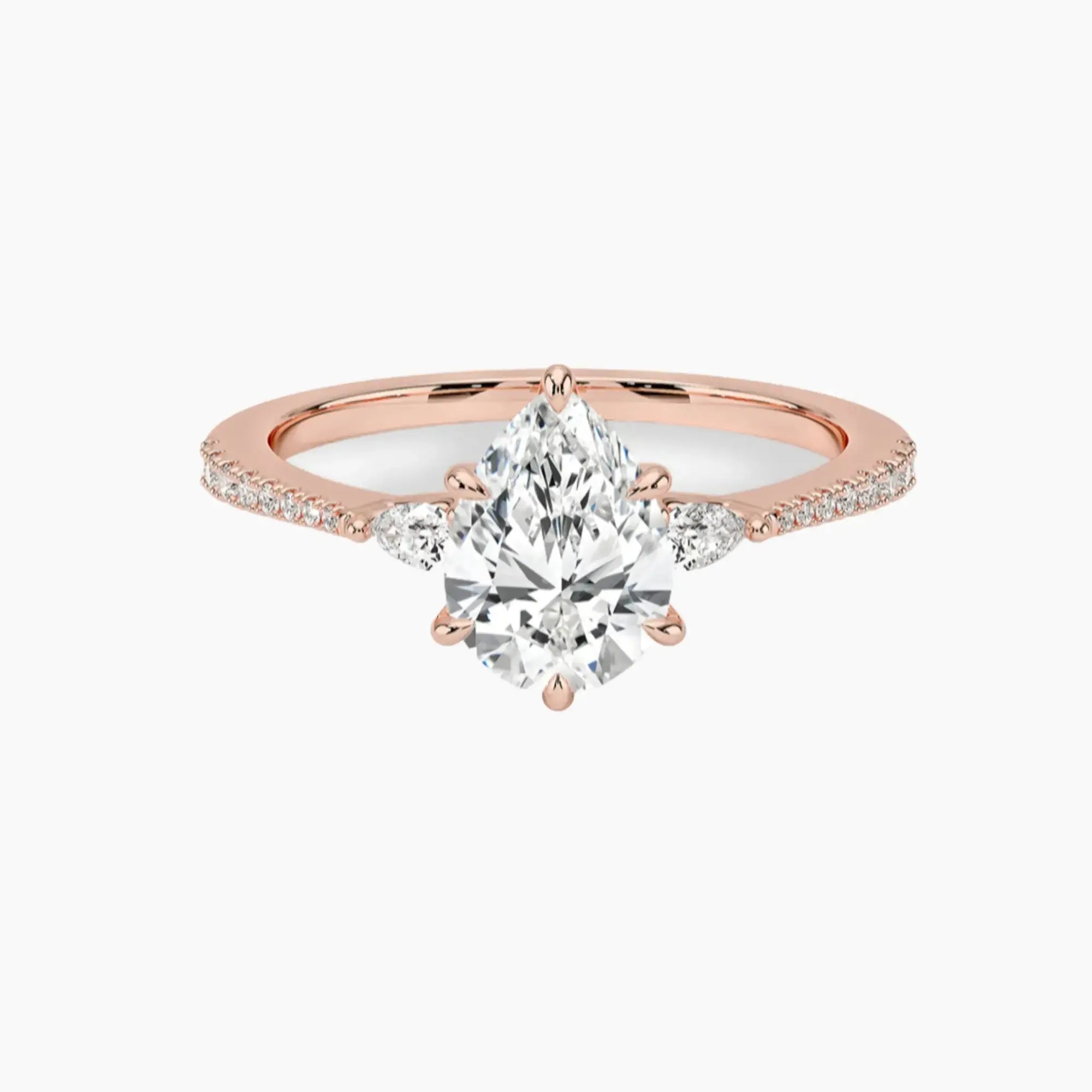 OBSER185 - Calliope Pave Three Stone Pear engagement ring setting view 4
