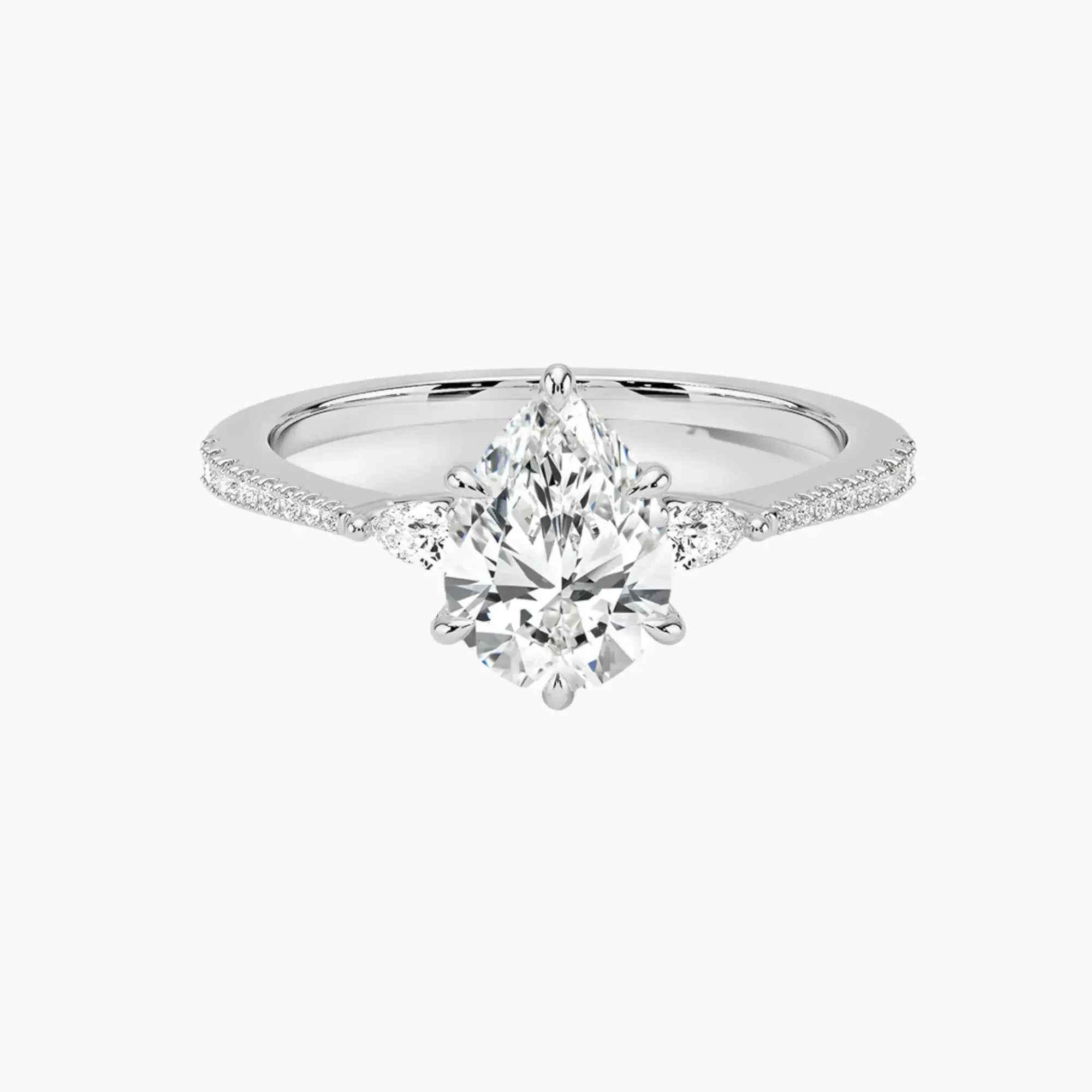OBSER185 - Calliope Pave Three Stone Pear engagement ring setting view 1
