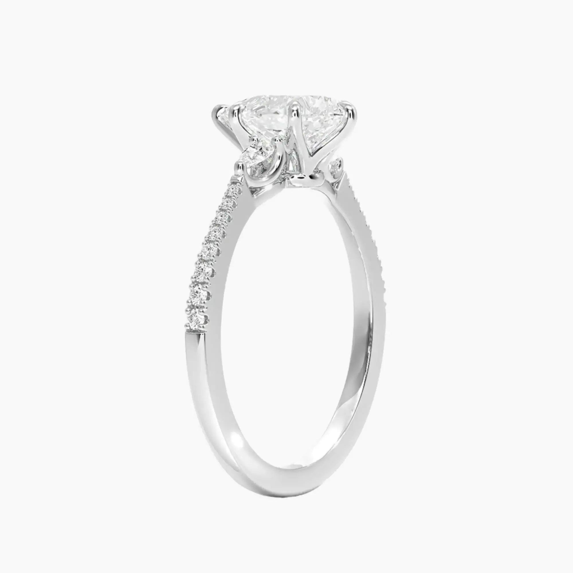 OBSER185 - Calliope Pave Three Stone Pear engagement ring setting view 2