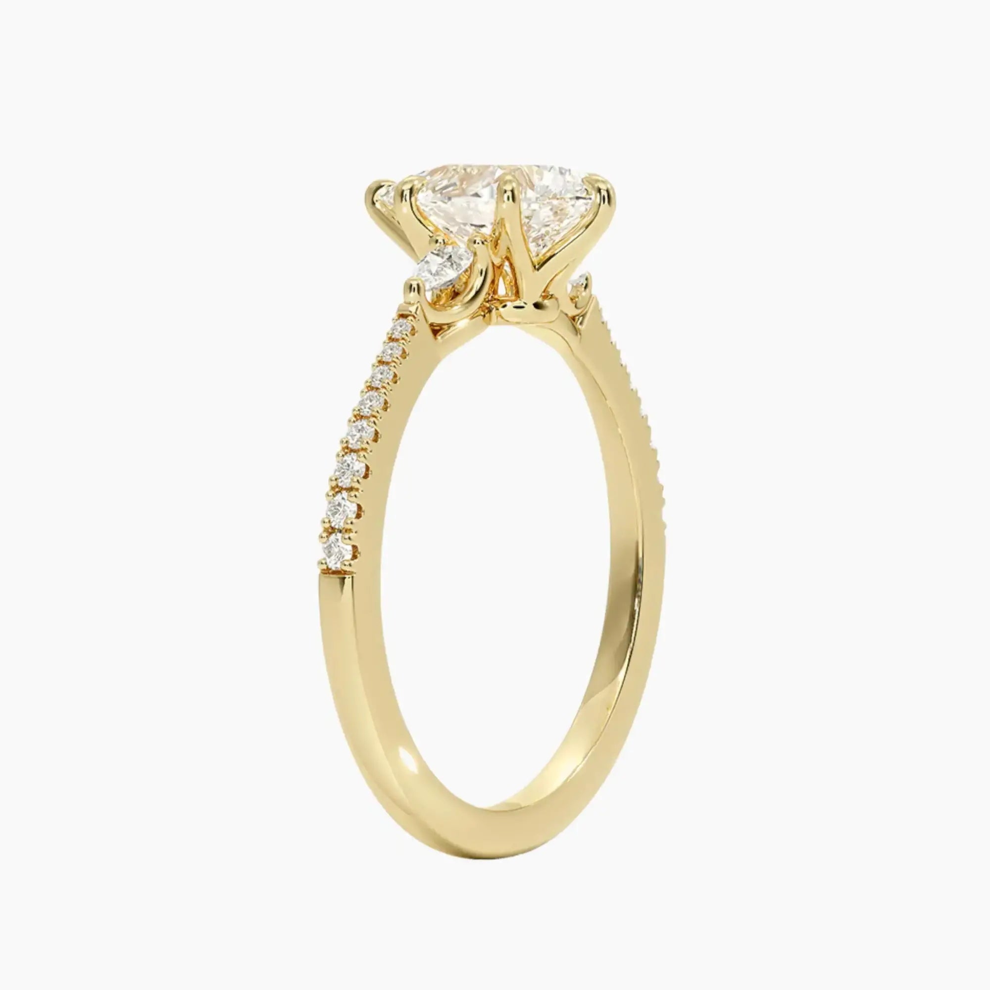 OBSER185 - Calliope Pave Three Stone Pear engagement ring setting view 8