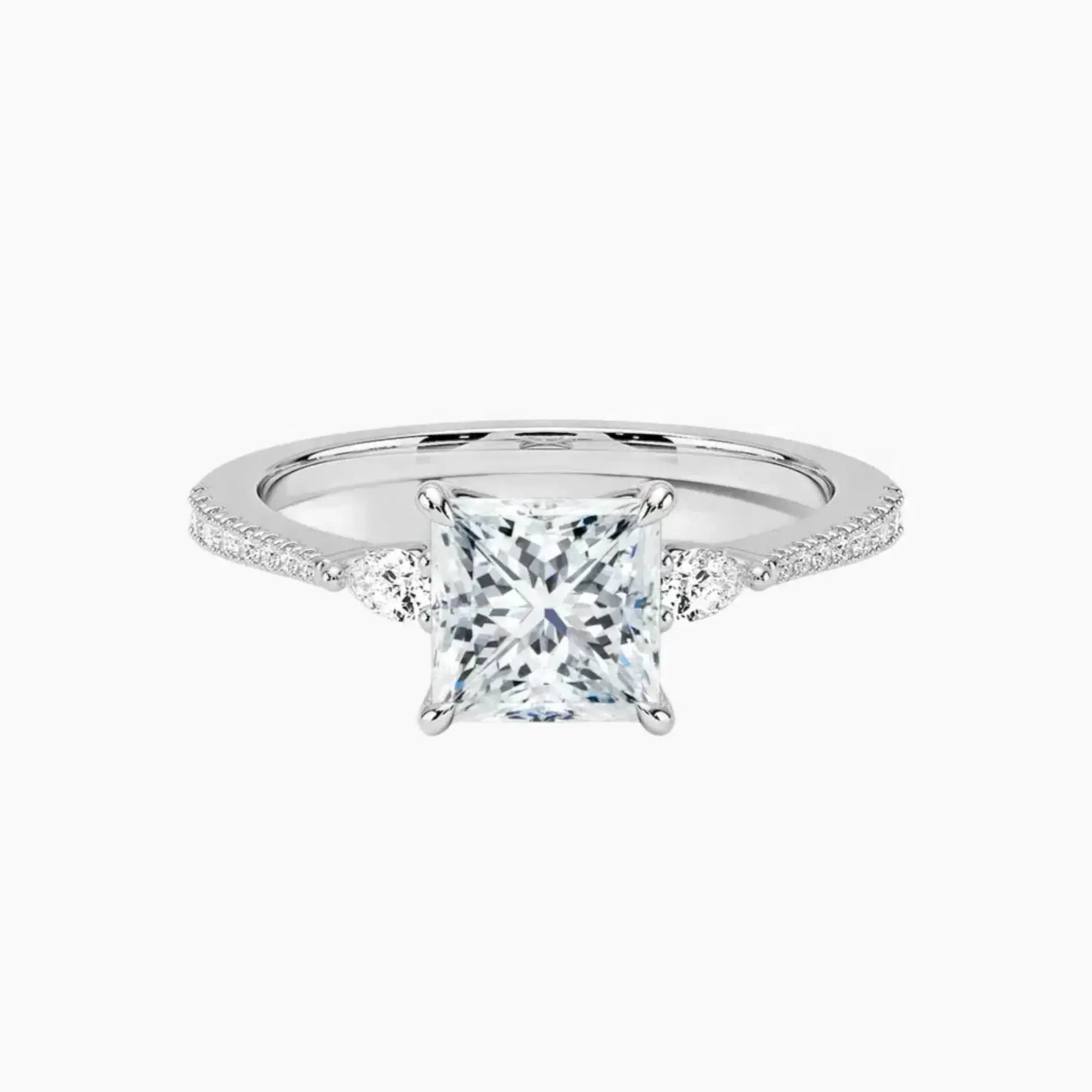 OBSER635 - Calliope Pave Three Stone Princess engagement ring setting view 1