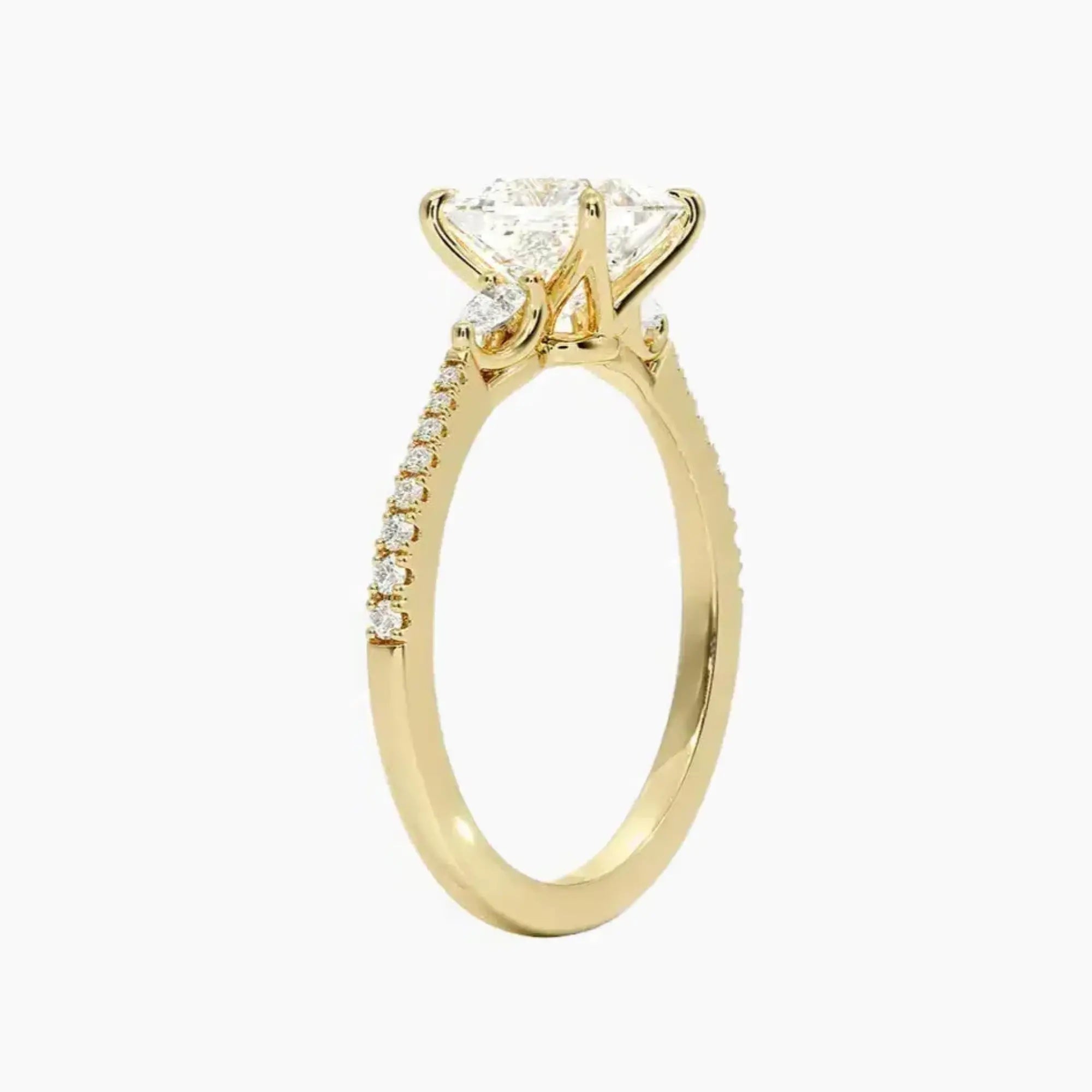 OBSER635 - Calliope Pave Three Stone Princess engagement ring setting view 8