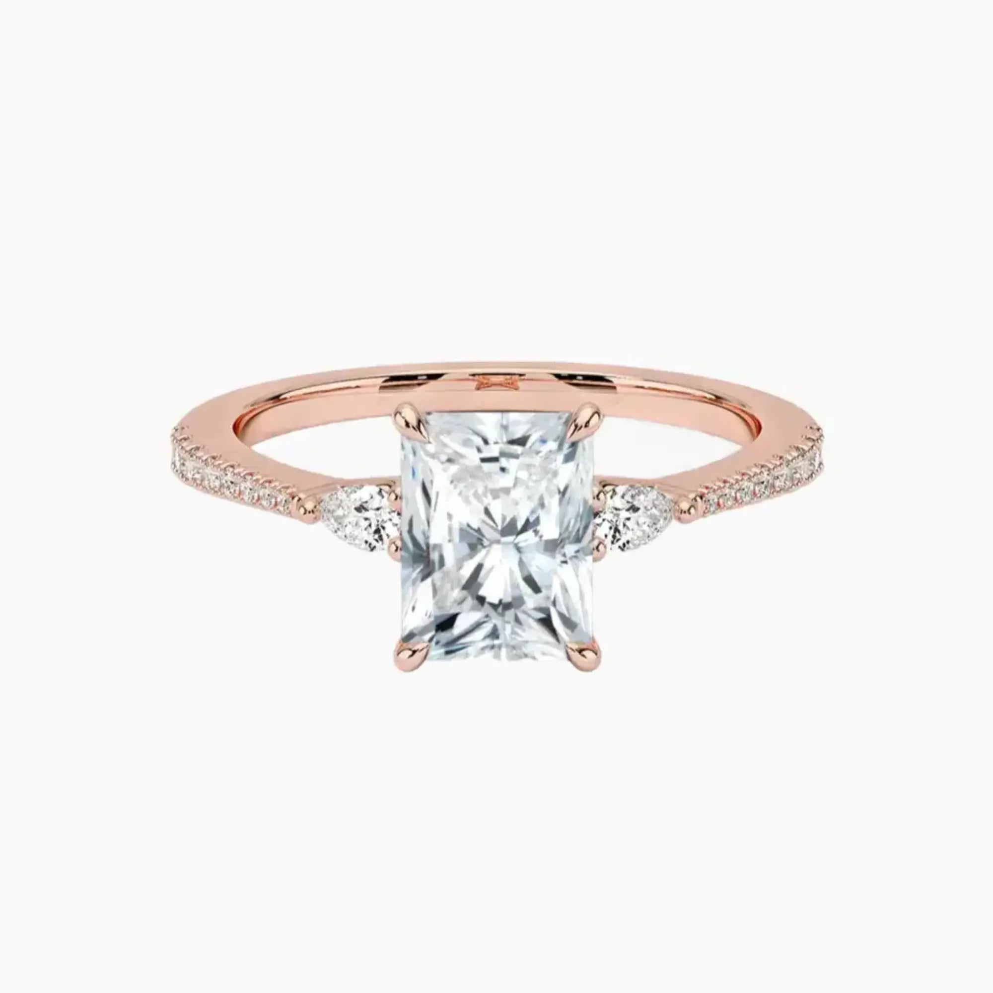OBSER631 - Calliope Pave Three Stone Radiant engagement ring setting view 4