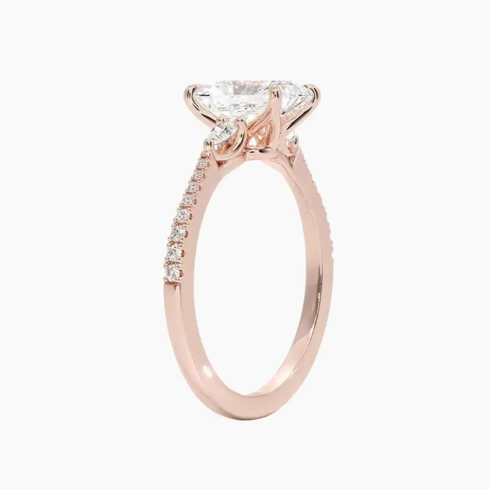 OBSER631 - Calliope Pave Three Stone Radiant engagement ring setting view 5