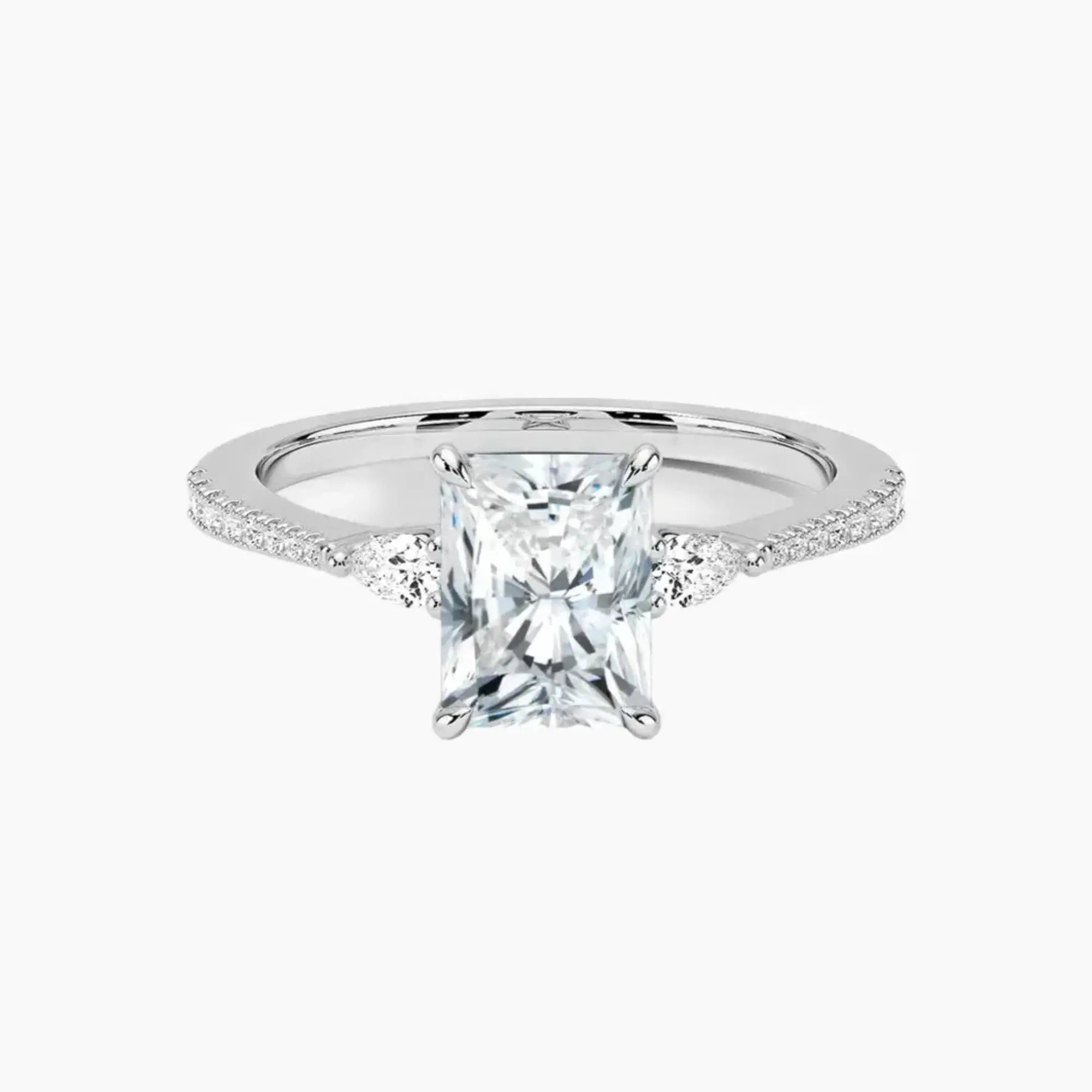 OBSER631 - Calliope Pave Three Stone Radiant engagement ring setting view 1