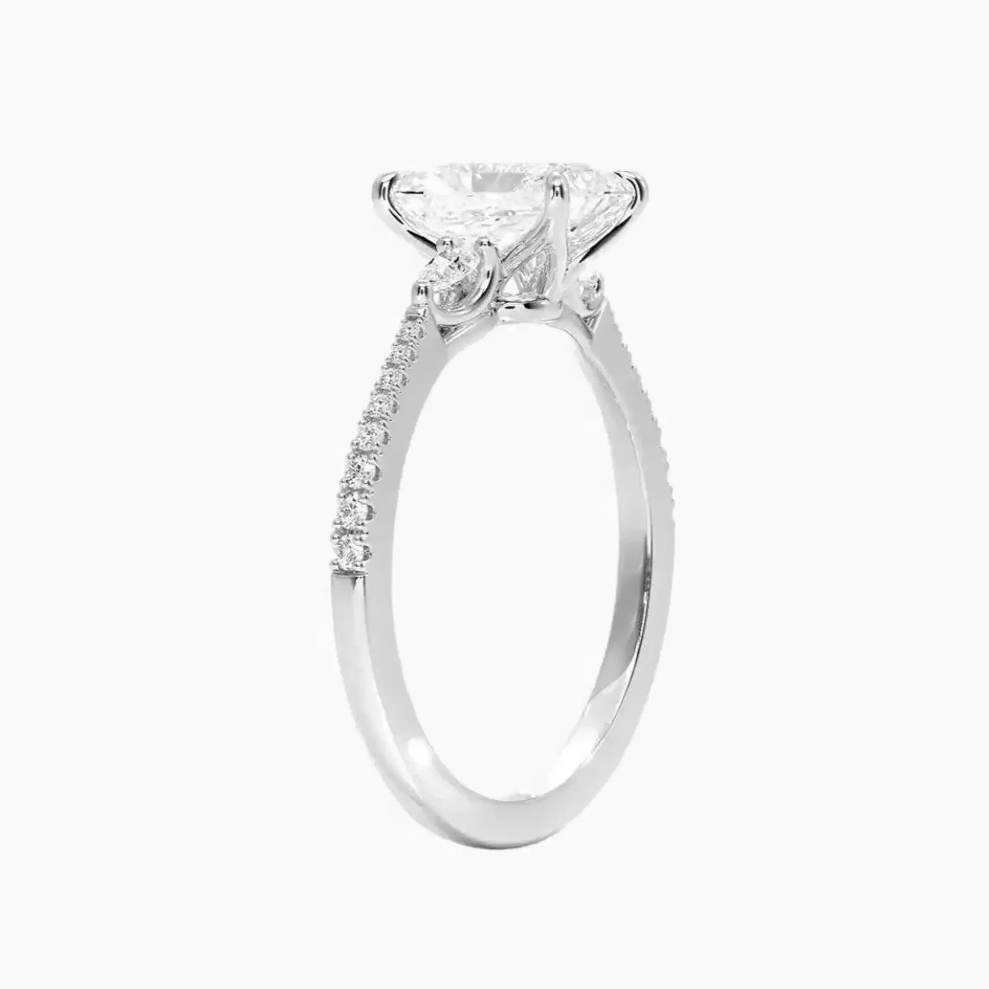 OBSER631 - Calliope Pave Three Stone Radiant engagement ring setting view 2