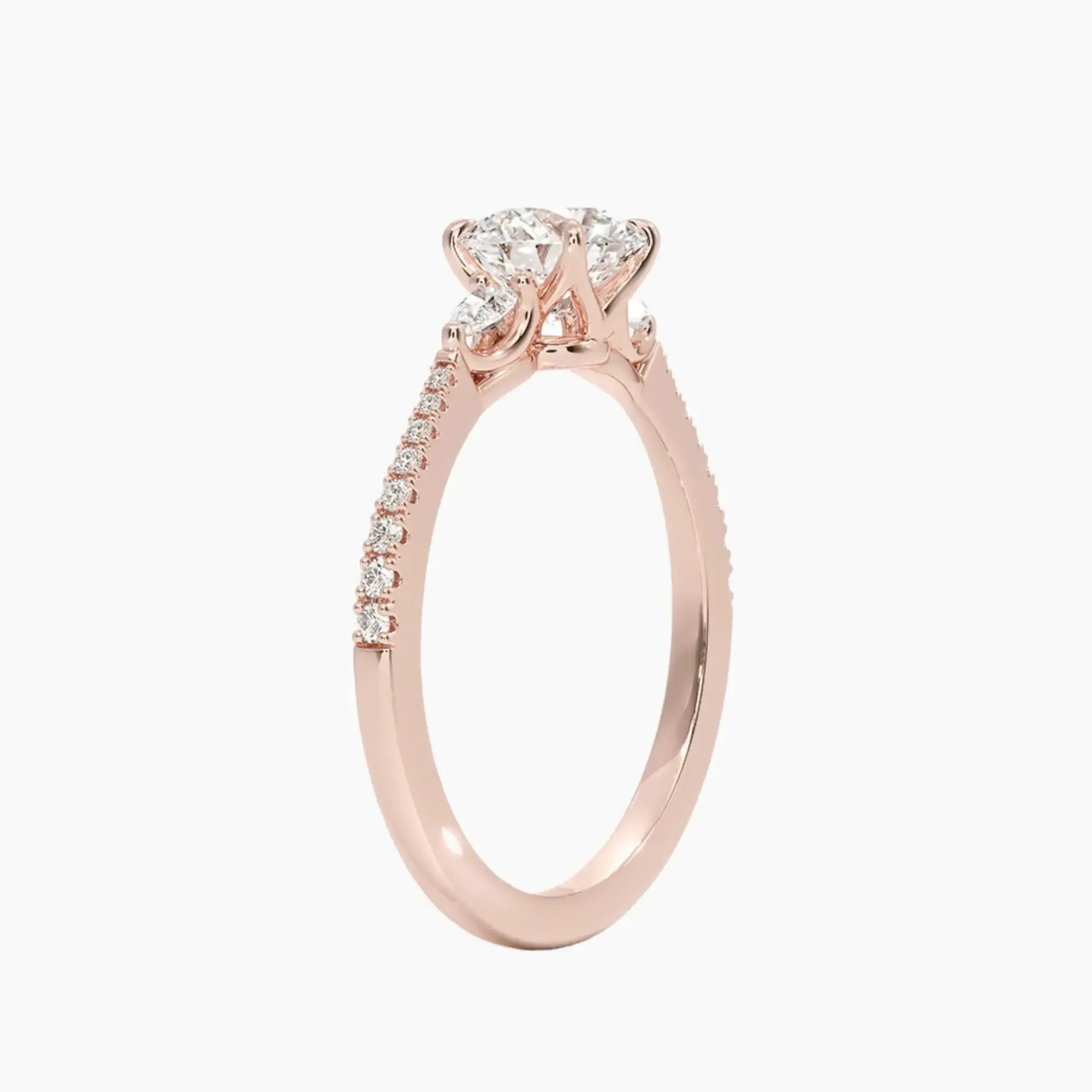 OBSER638 - Calliope Pave Three Stone Round engagement ring setting view 5