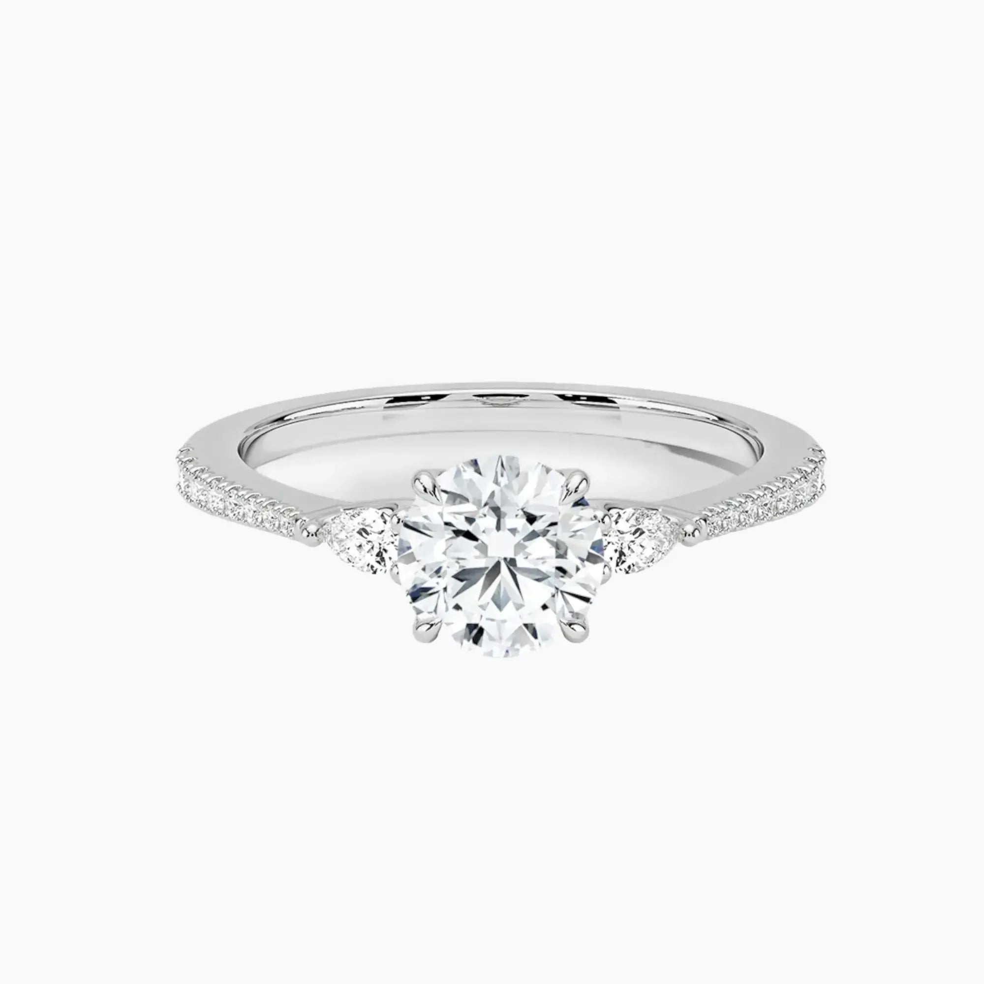 OBSER638 - Calliope Pave Three Stone Round engagement ring setting view 1