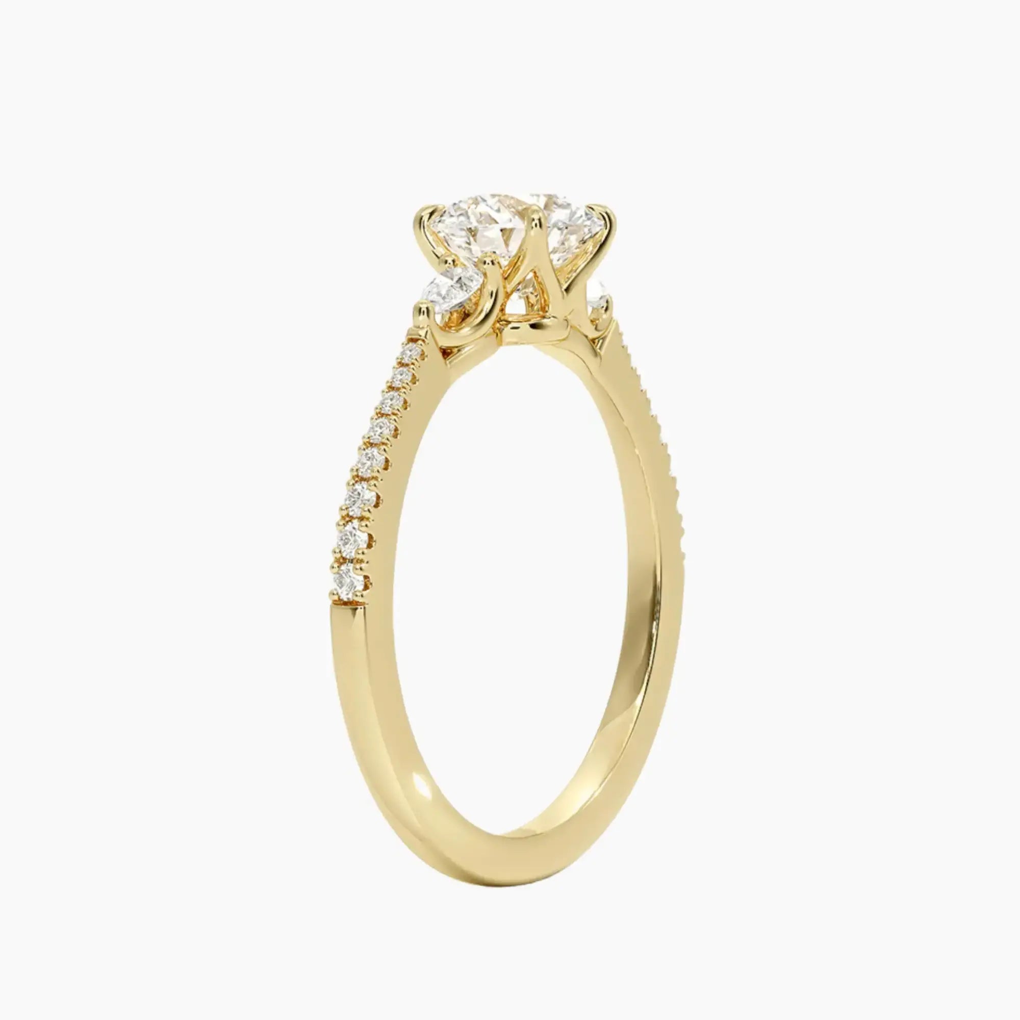 OBSER638 - Calliope Pave Three Stone Round engagement ring setting view 8