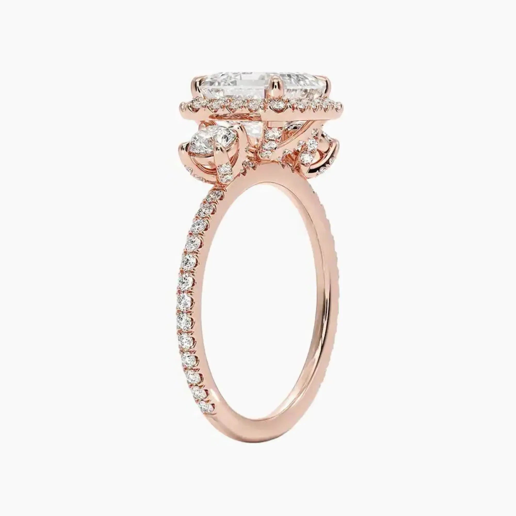 OBSER581 - Brielle Three Stone Asscher Halo engagement ring setting view 5