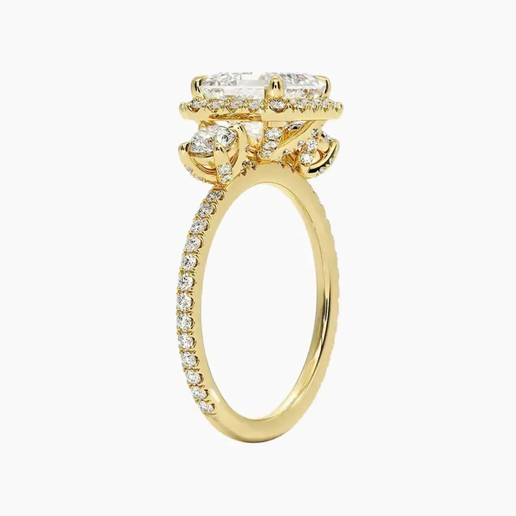 OBSER581 - Brielle Three Stone Asscher Halo engagement ring setting view 8