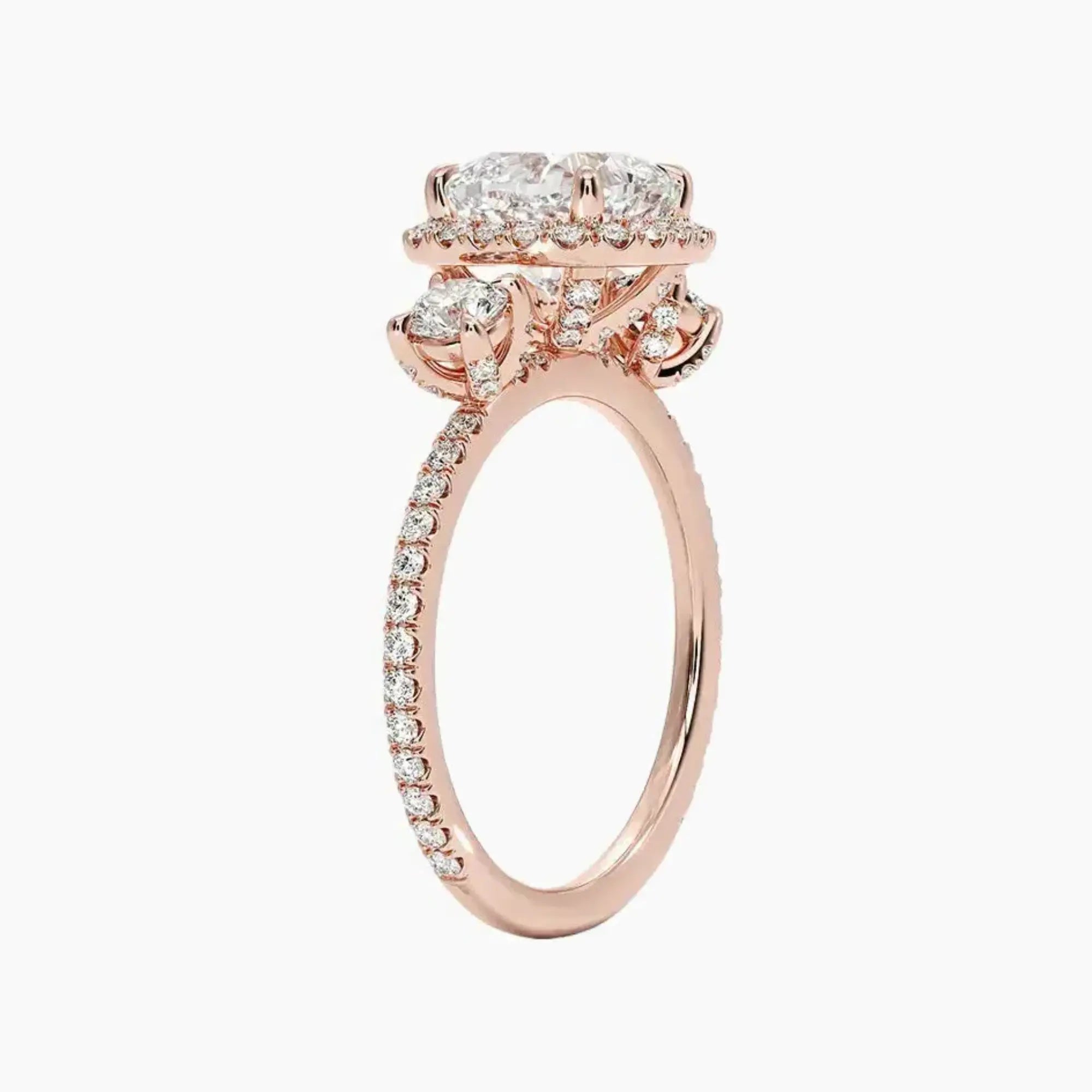 OBSER585 - Brielle Three Stone Cushion Halo engagement ring setting view 5