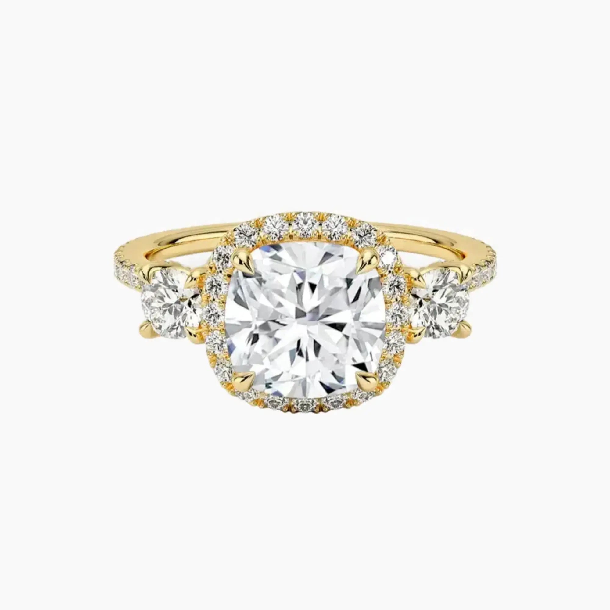 OBSER585 - Brielle Three Stone Cushion Halo engagement ring setting view 7